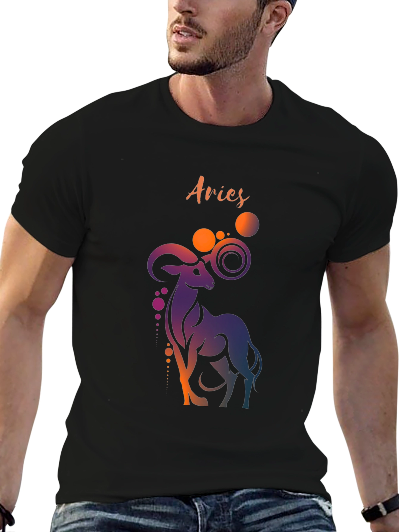 Aries Zodiac Graphic Tee - Black Cotton T-Shirt