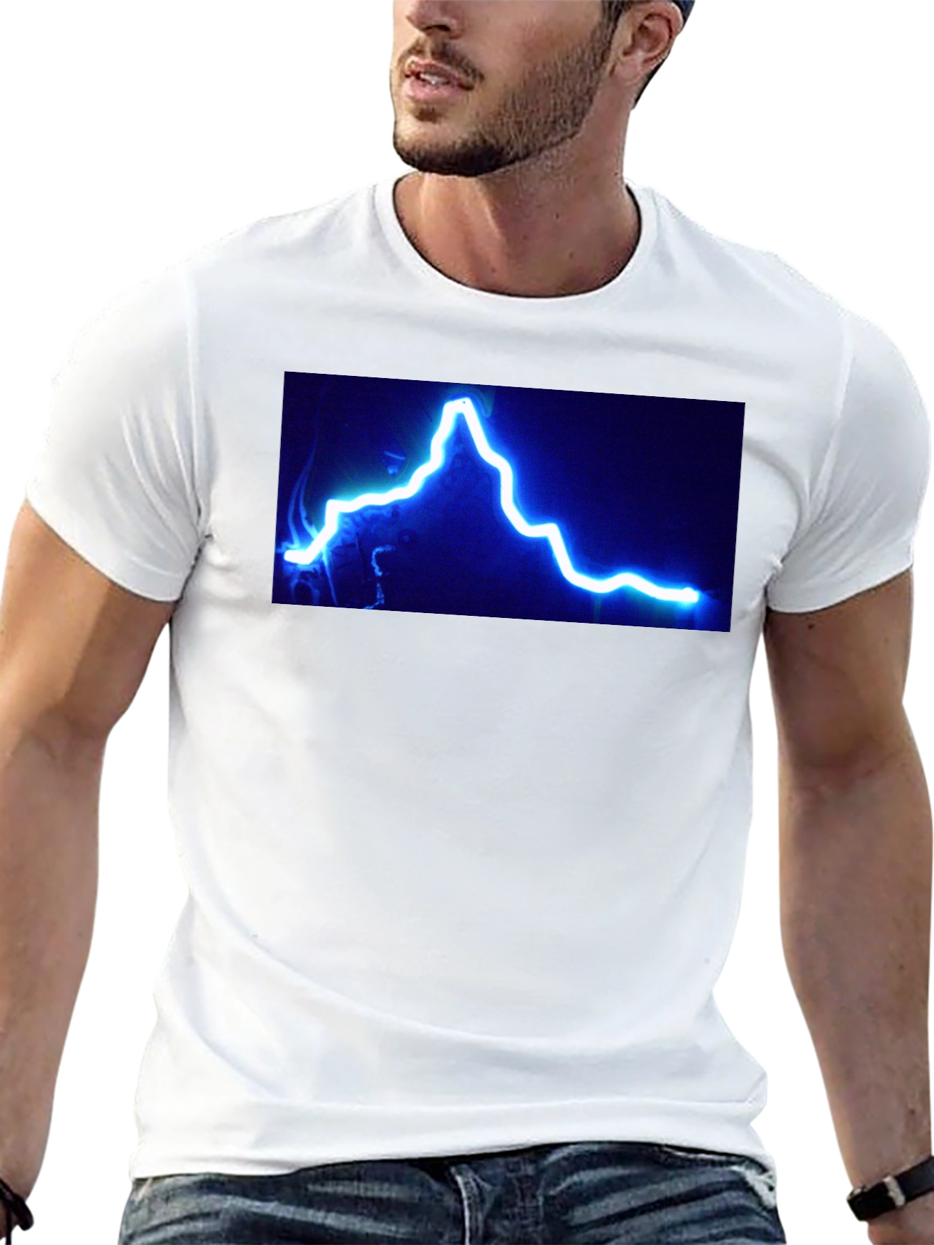 Electric Blue Lightning Bolt Graphic Tee