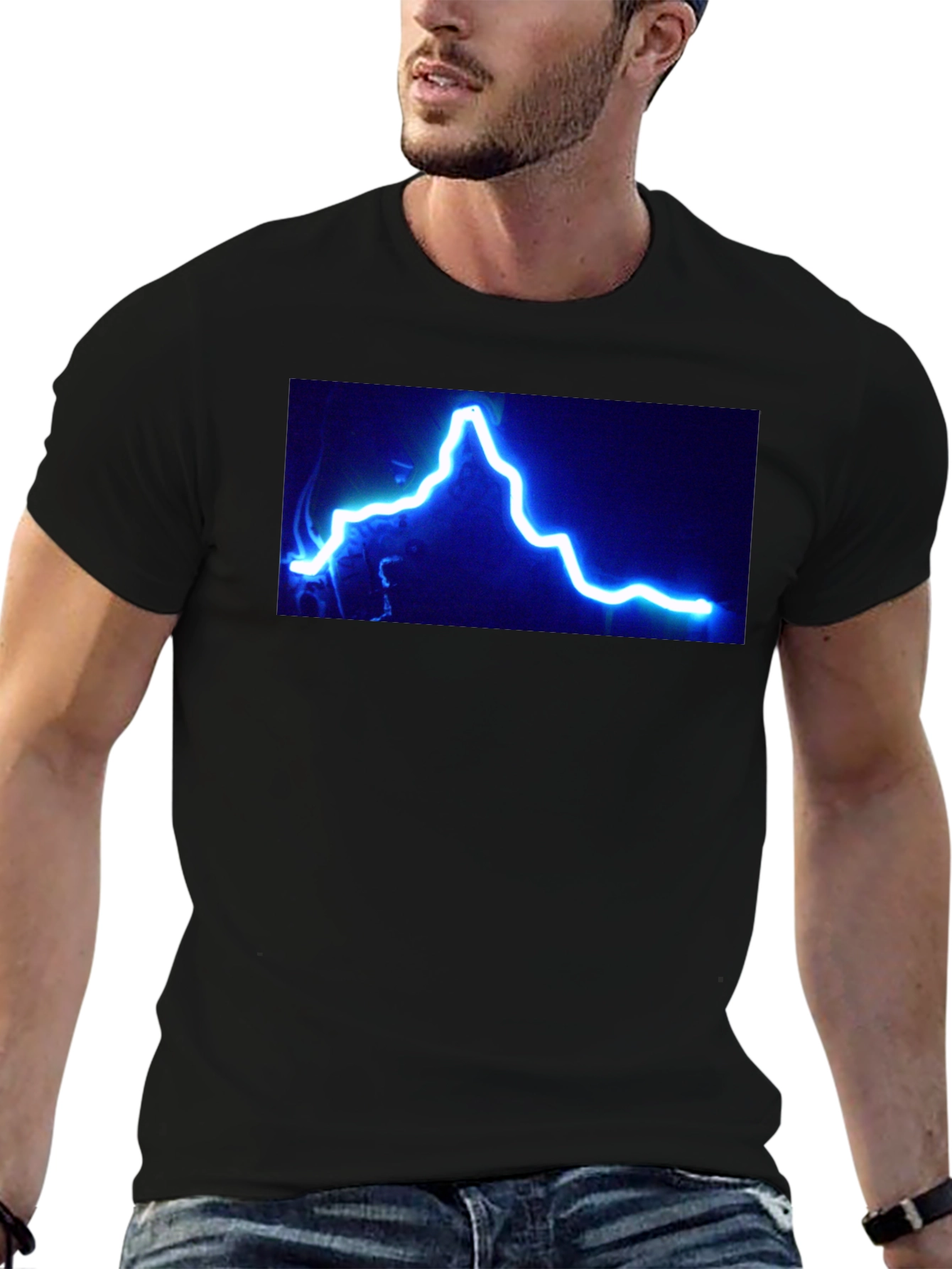 Electric Blue Lightning Bolt Graphic Tee