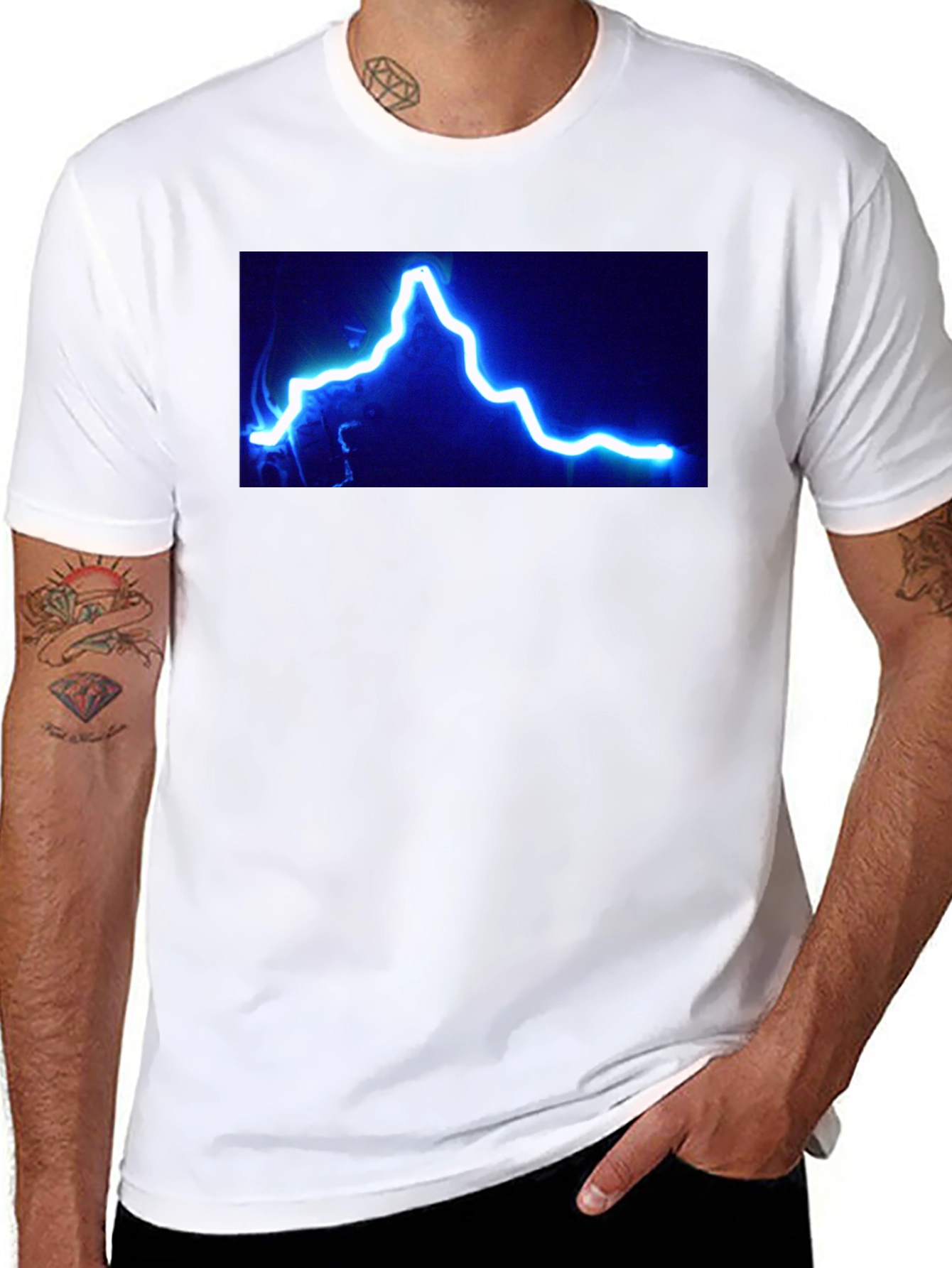 Electric Blue Lightning Bolt Graphic Tee