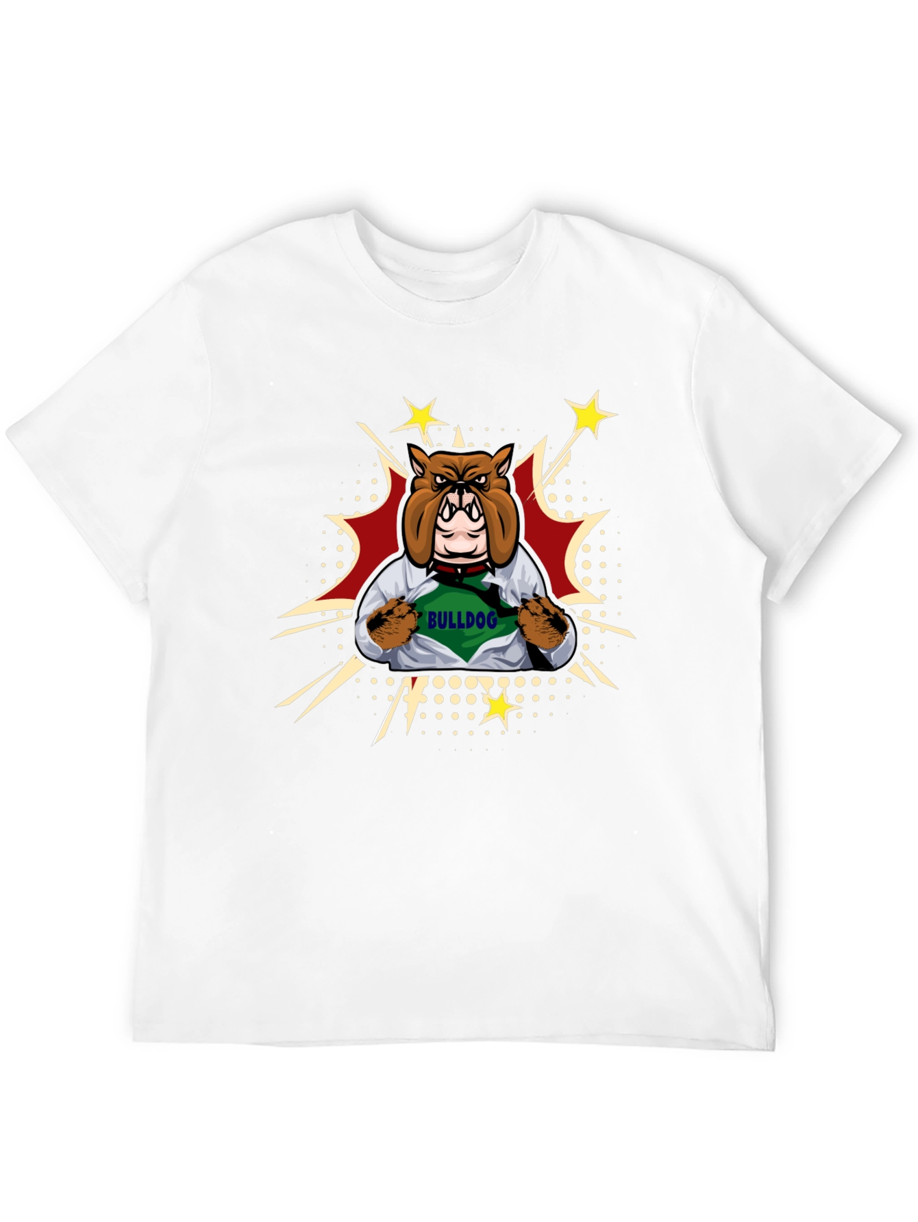 Bulldog Superhero Graphic Tee - Mens Black T-Shirt