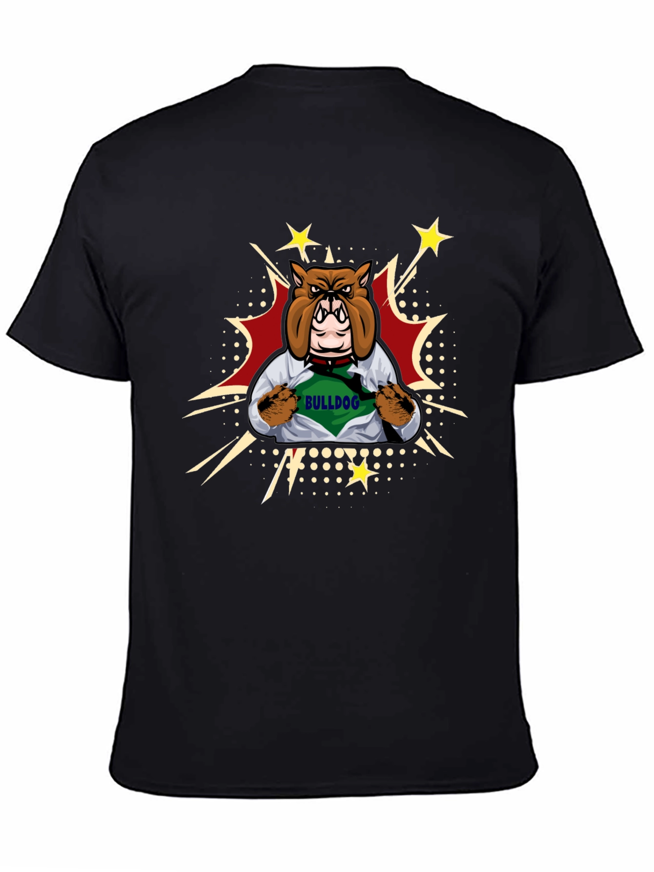Bulldog Superhero Graphic Tee - Mens Black T-Shirt