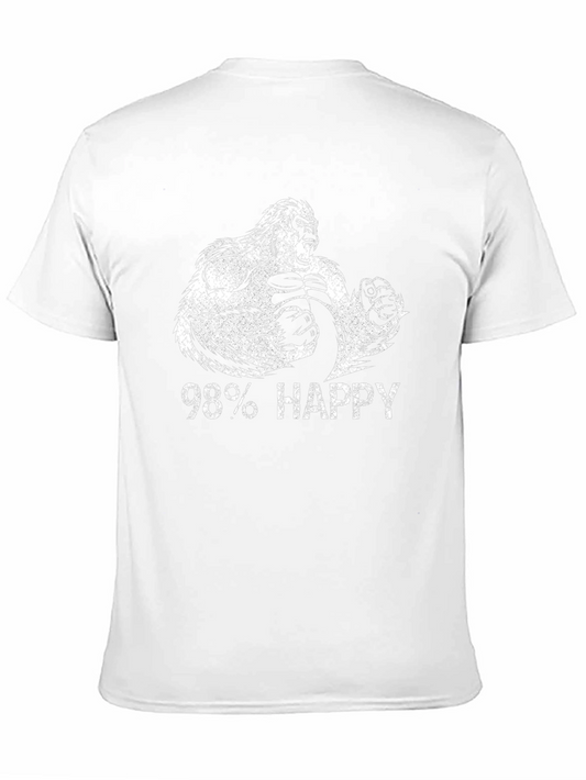 98% Happy Gorilla Graphic Tee - Black Cotton T-Shirt