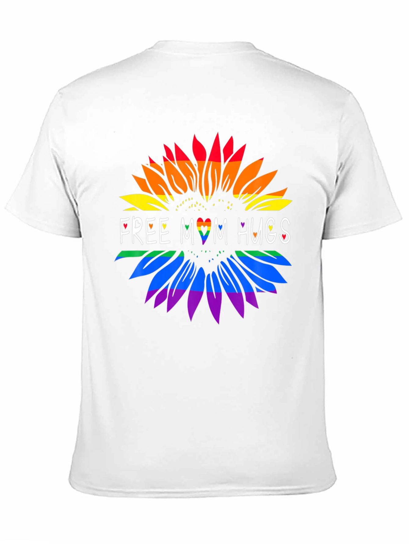 Rainbow Sunflower Free Mom Hugs Graphic Tee - Black