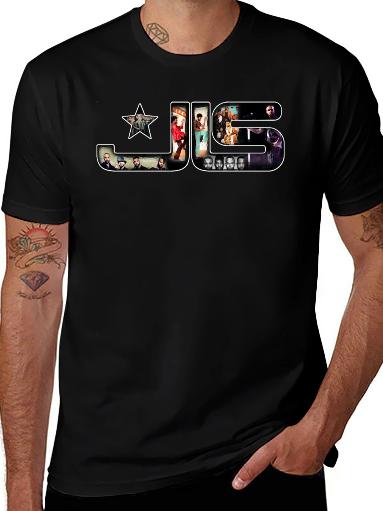 Black JLS Band Graphic Print T-Shirt