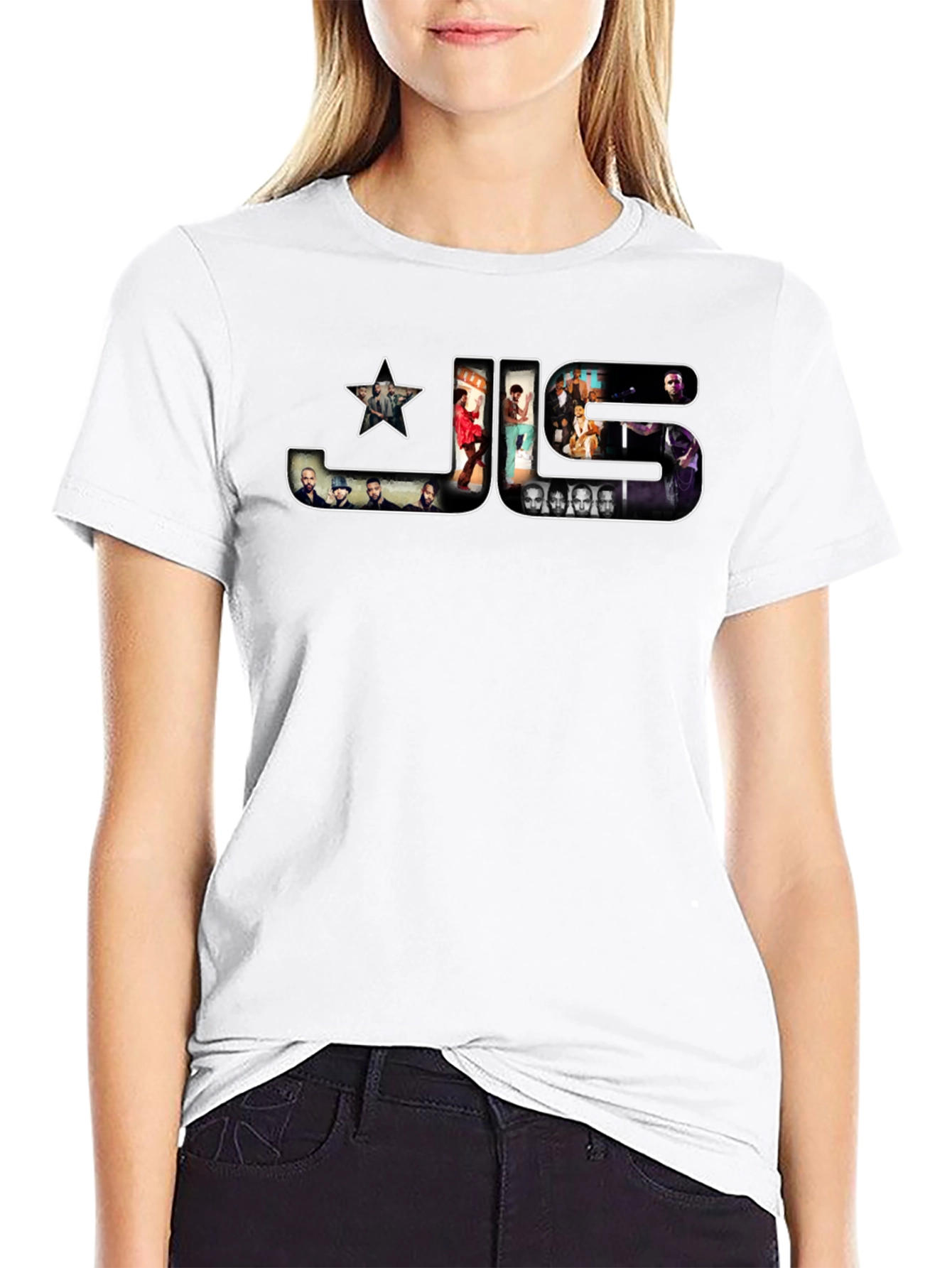 Black JLS Band Graphic Print T-Shirt