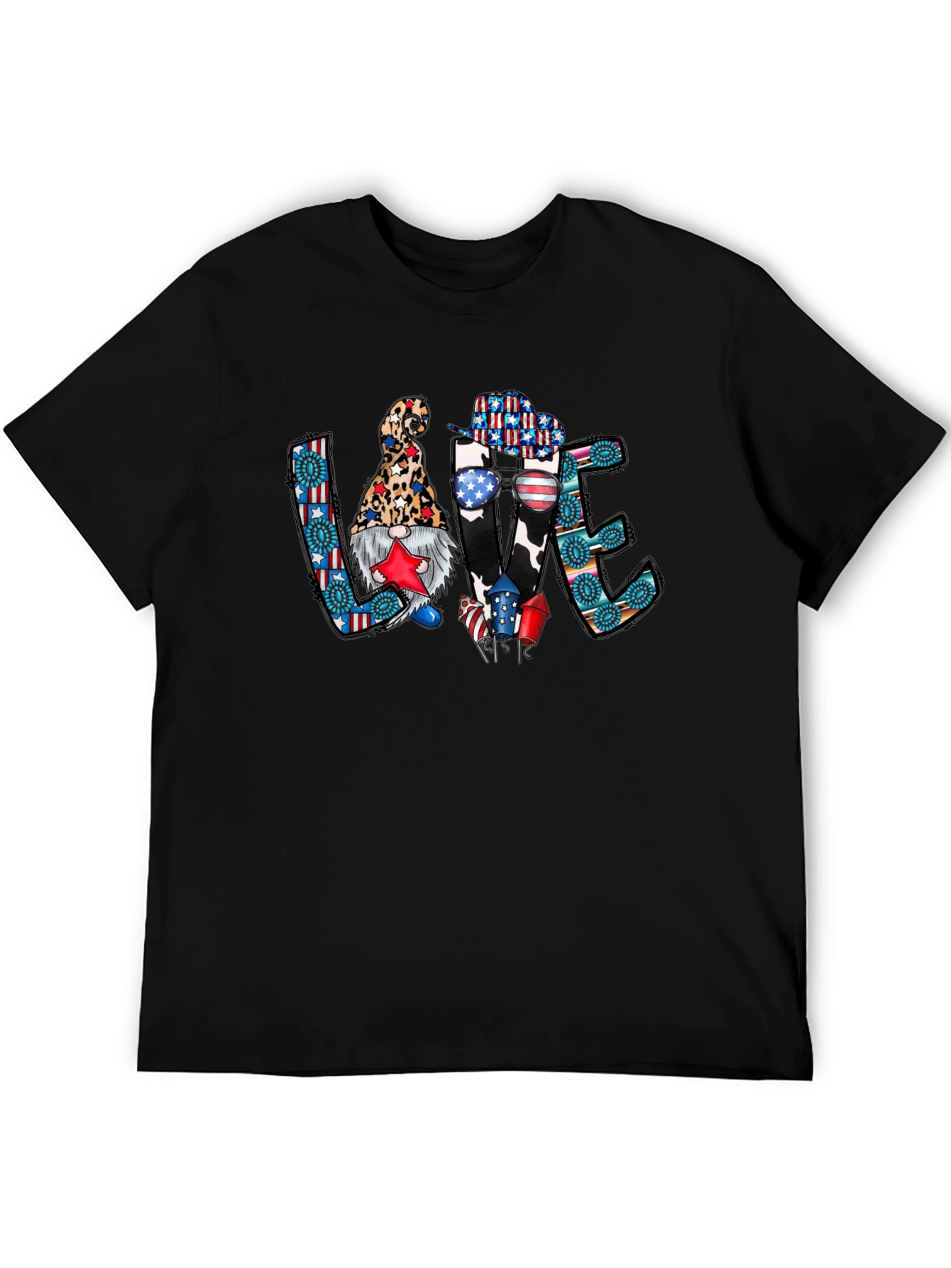 Patriotic LOVE T-Shirt - Gnome & Western Style
