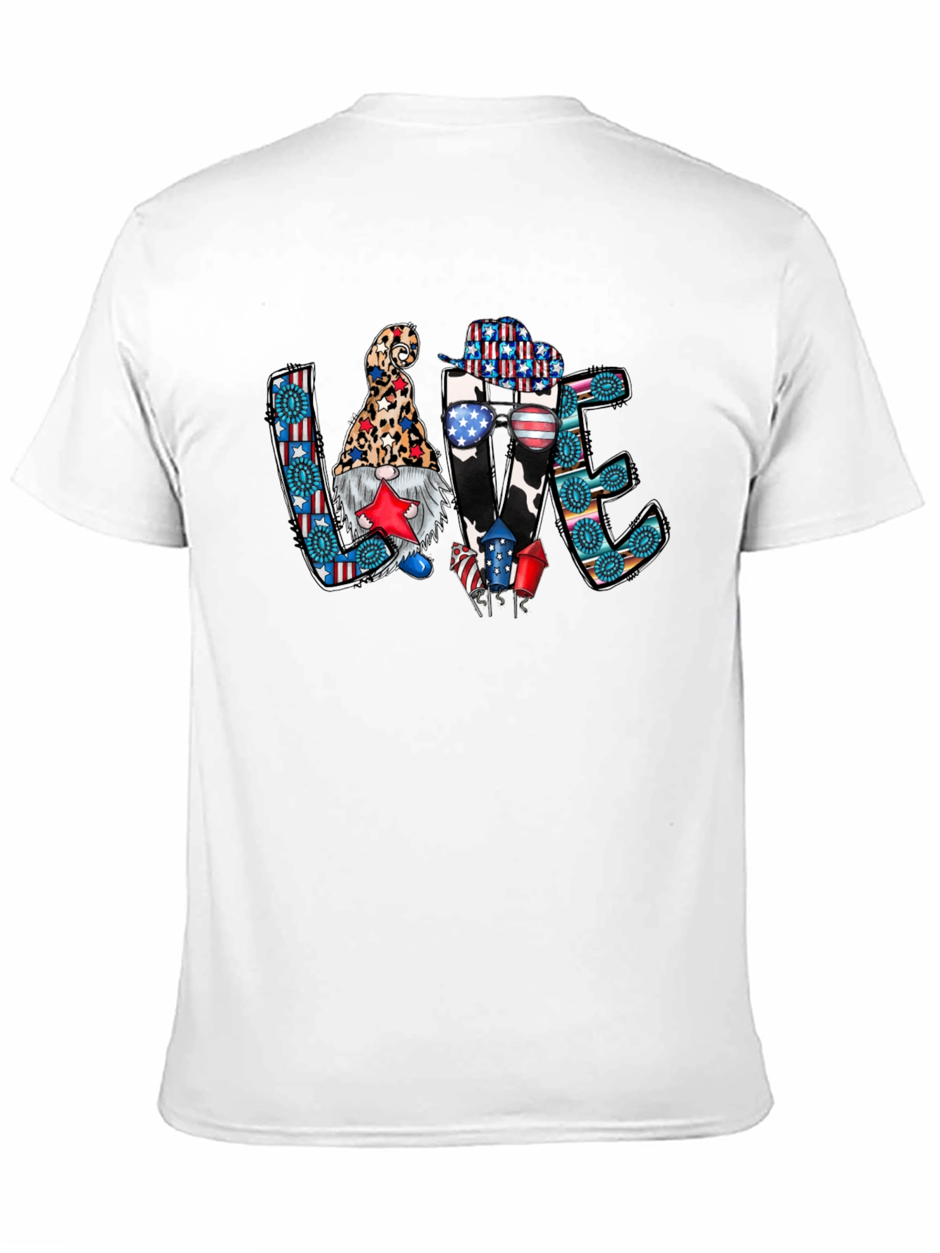 Patriotic LOVE T-Shirt - Gnome & Western Style