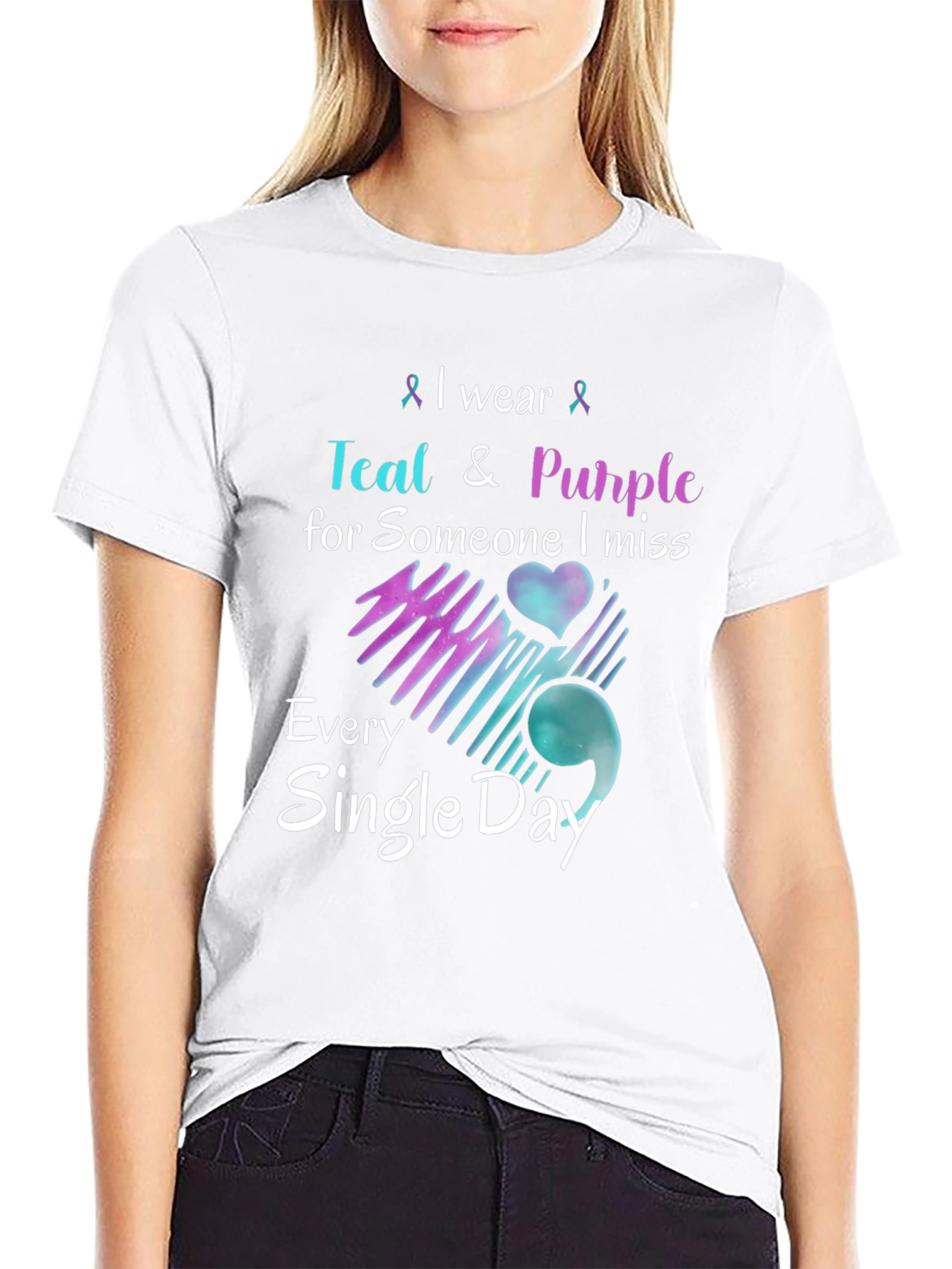 Teal & Purple Remembrance T-Shirt - Missed Loved One