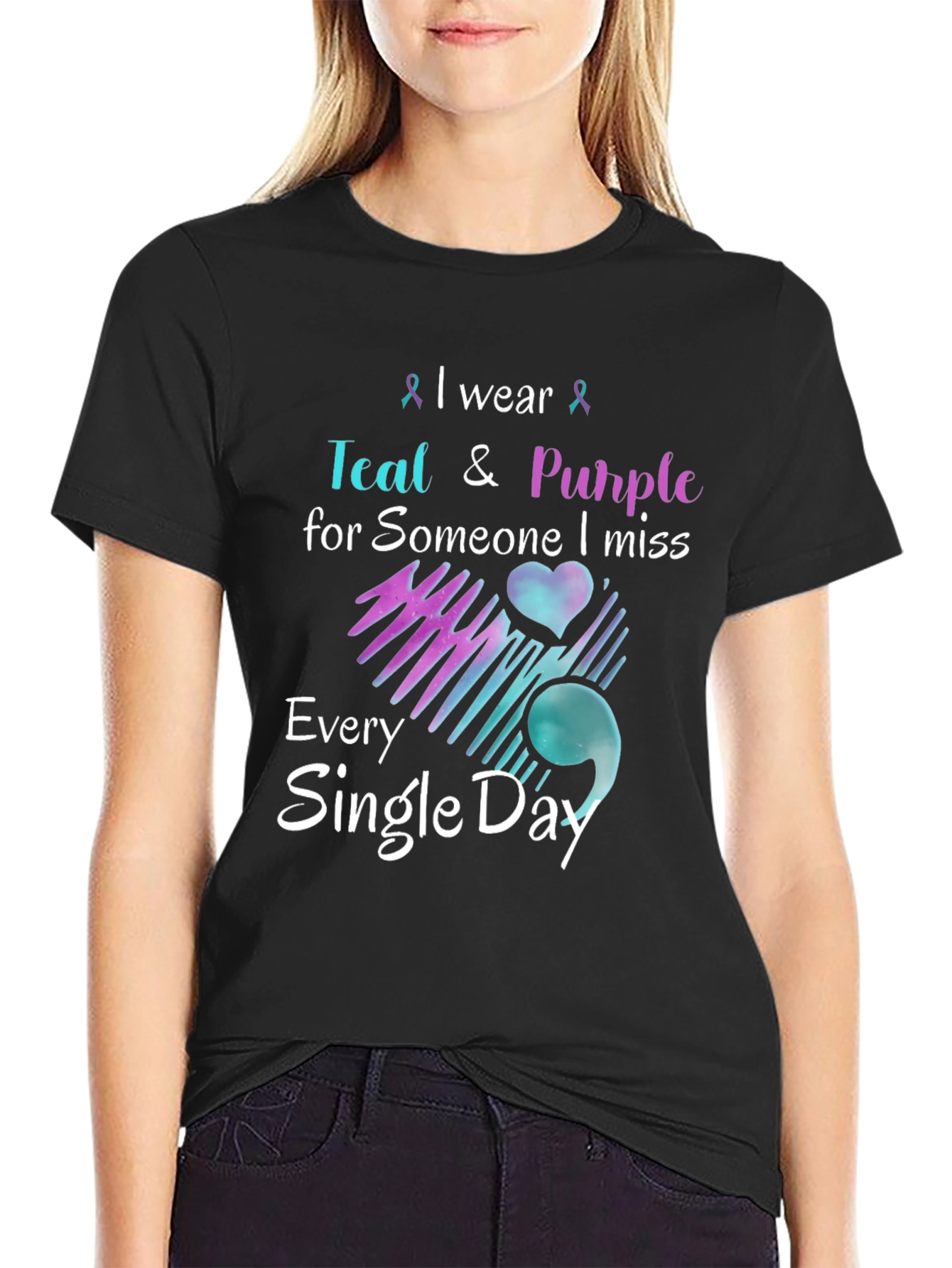 Teal & Purple Remembrance T-Shirt - Missed Loved One