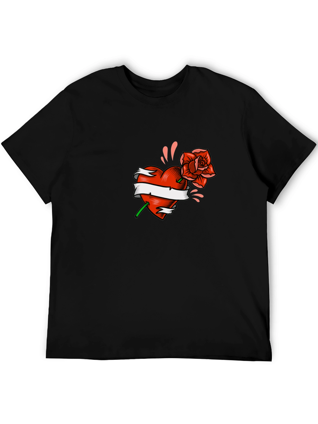 Heart & Rose Graphic Tee - Black