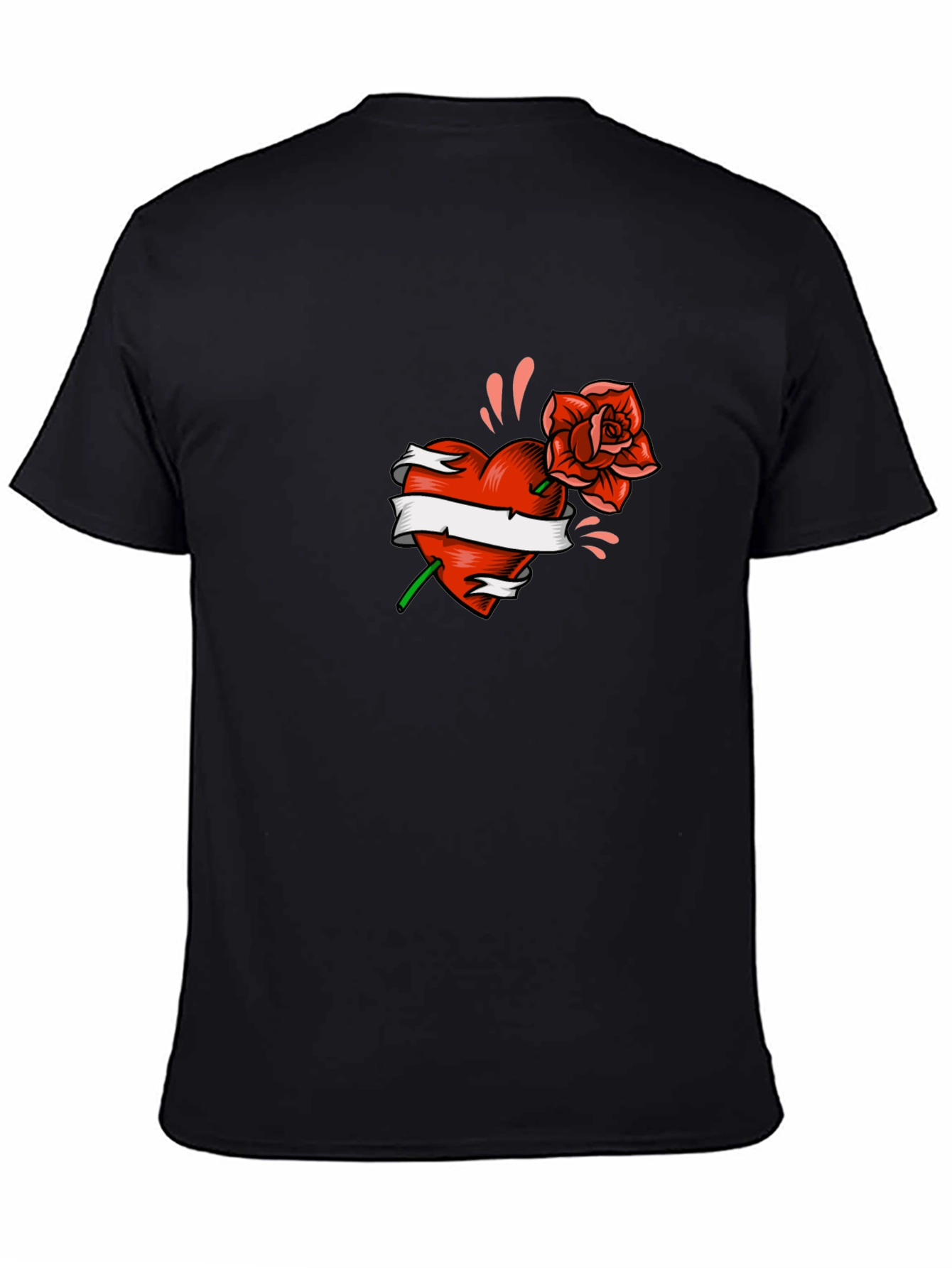 Heart & Rose Graphic Tee - Black