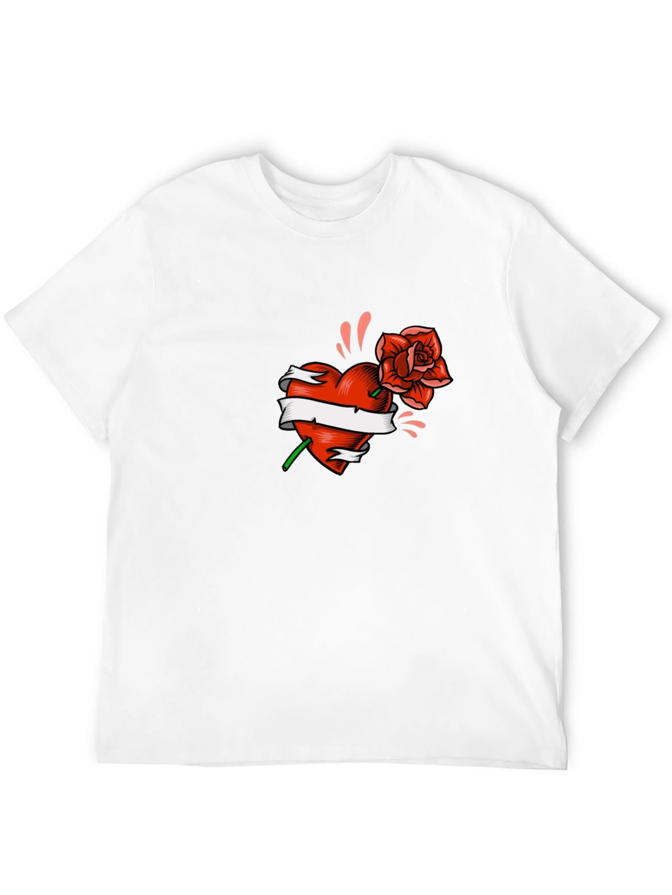 Heart & Rose Graphic Tee - Black