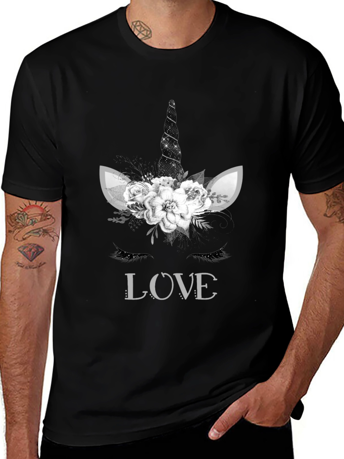 Unicorn Love Graphic Tee - Black