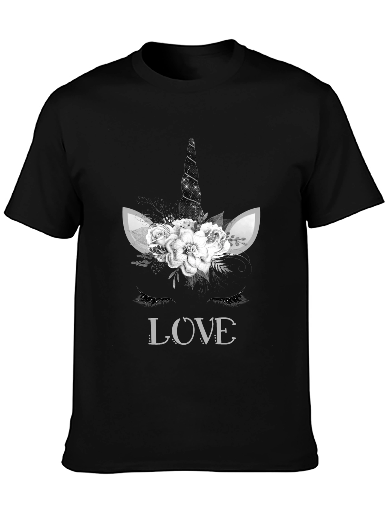 Unicorn Love Graphic Tee - Black