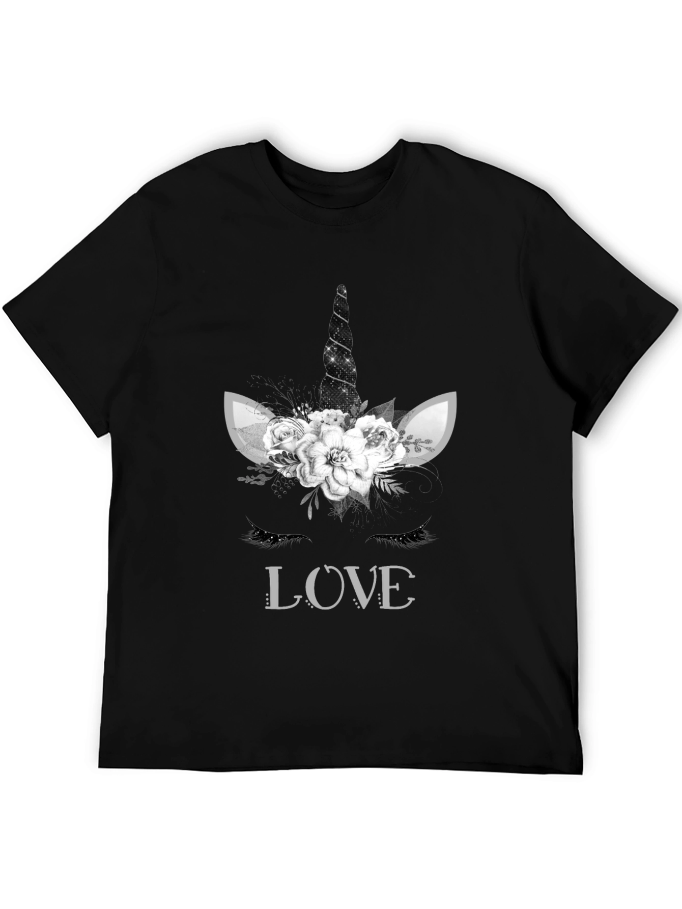 Unicorn Love Graphic Tee - Black