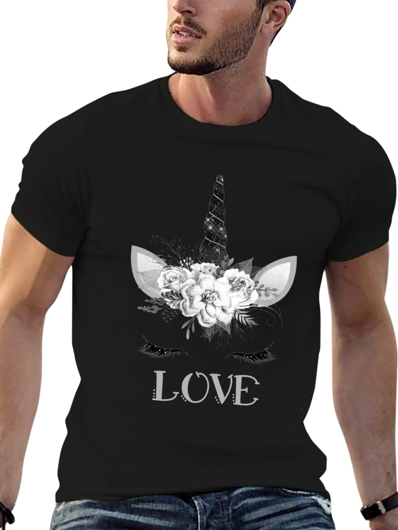 Unicorn Love Graphic Tee - Black