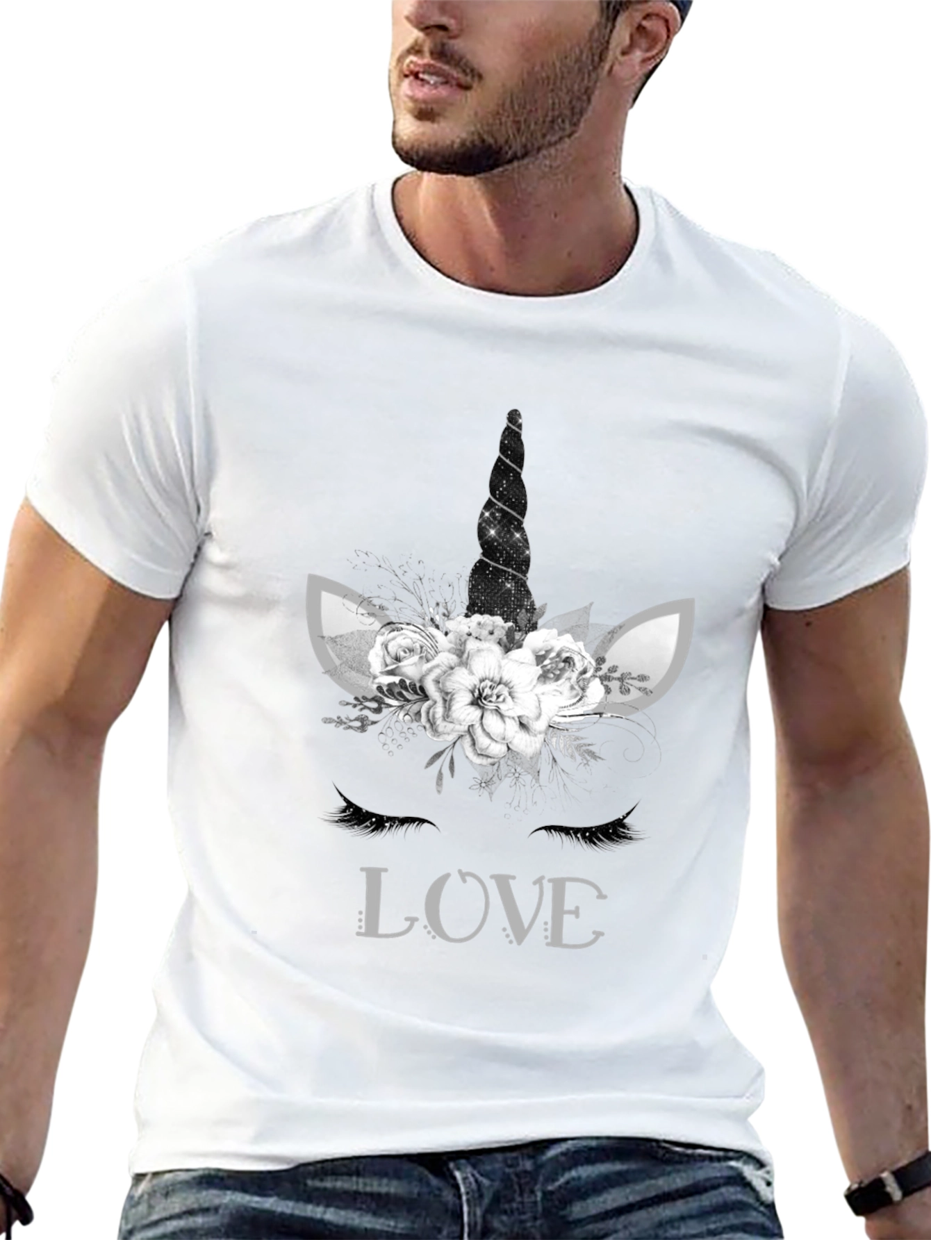 Unicorn Love Graphic Tee - Black