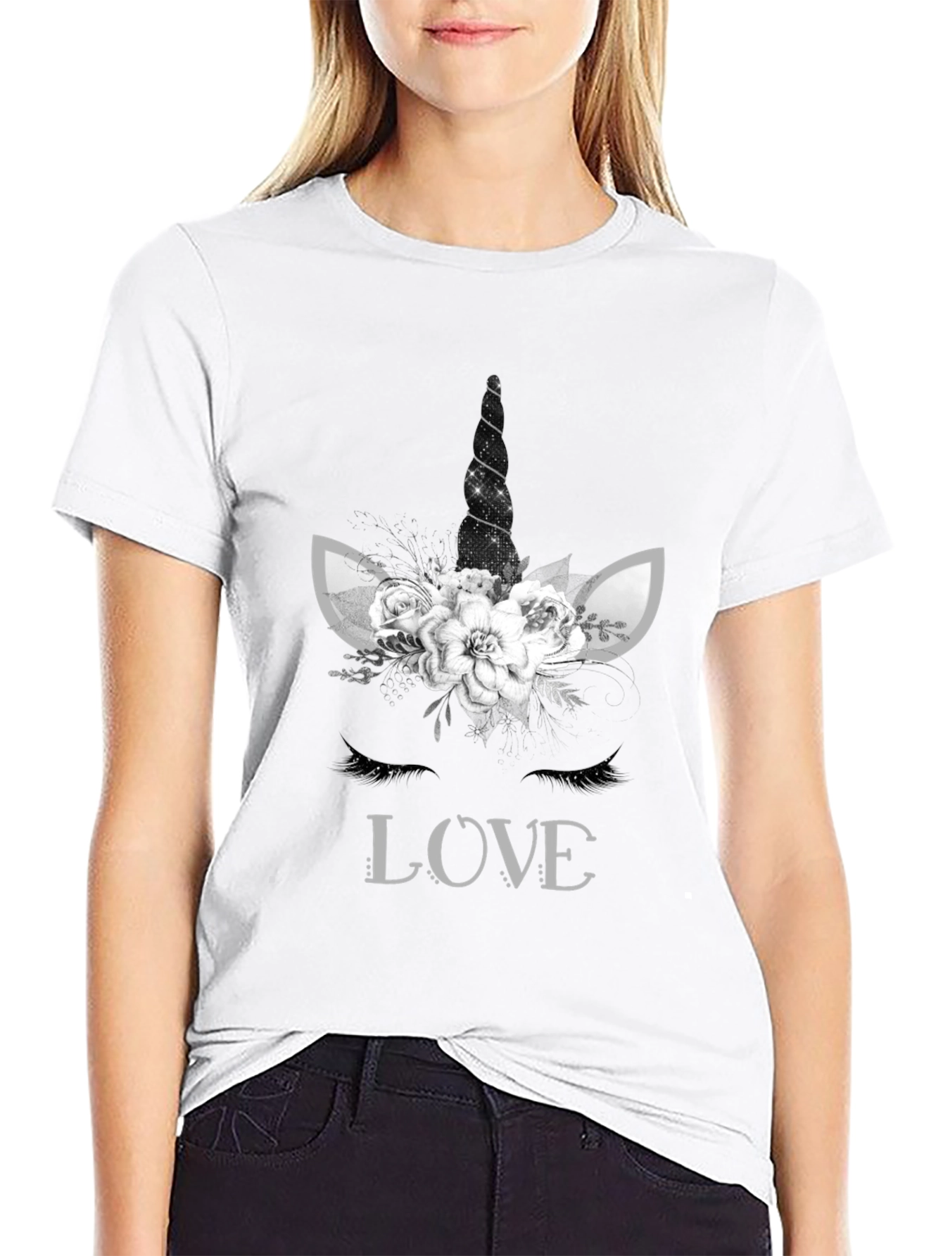 Unicorn Love Graphic Tee - Black