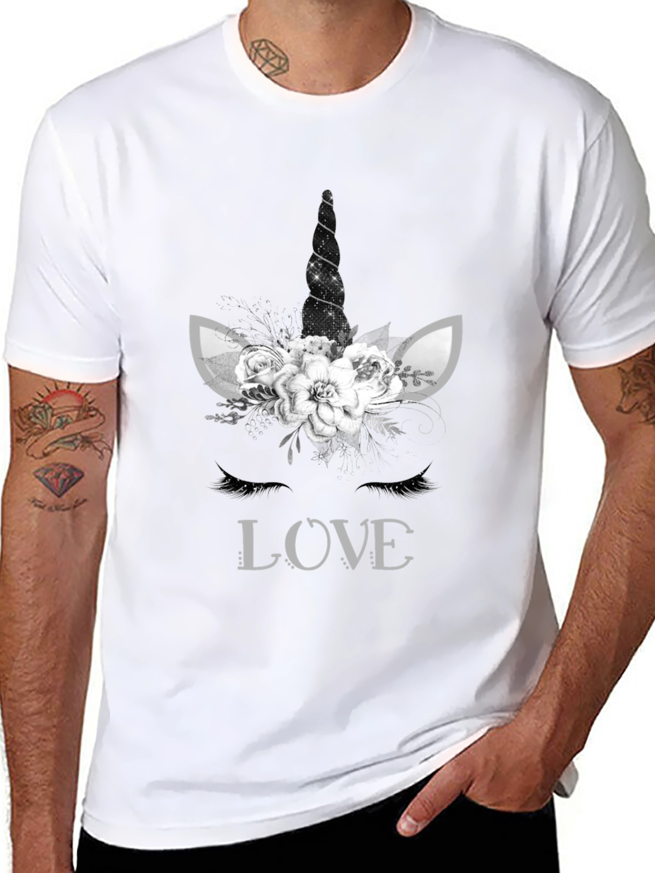 Unicorn Love Graphic Tee - Black