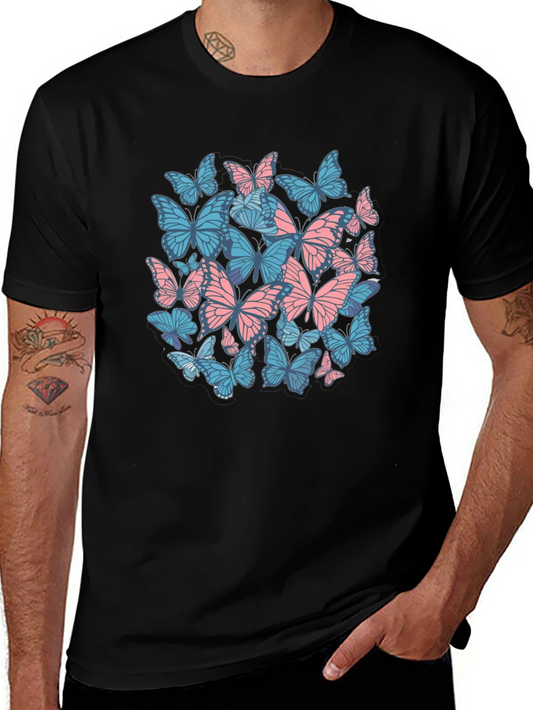 Butterfly Print Black T-Shirt
