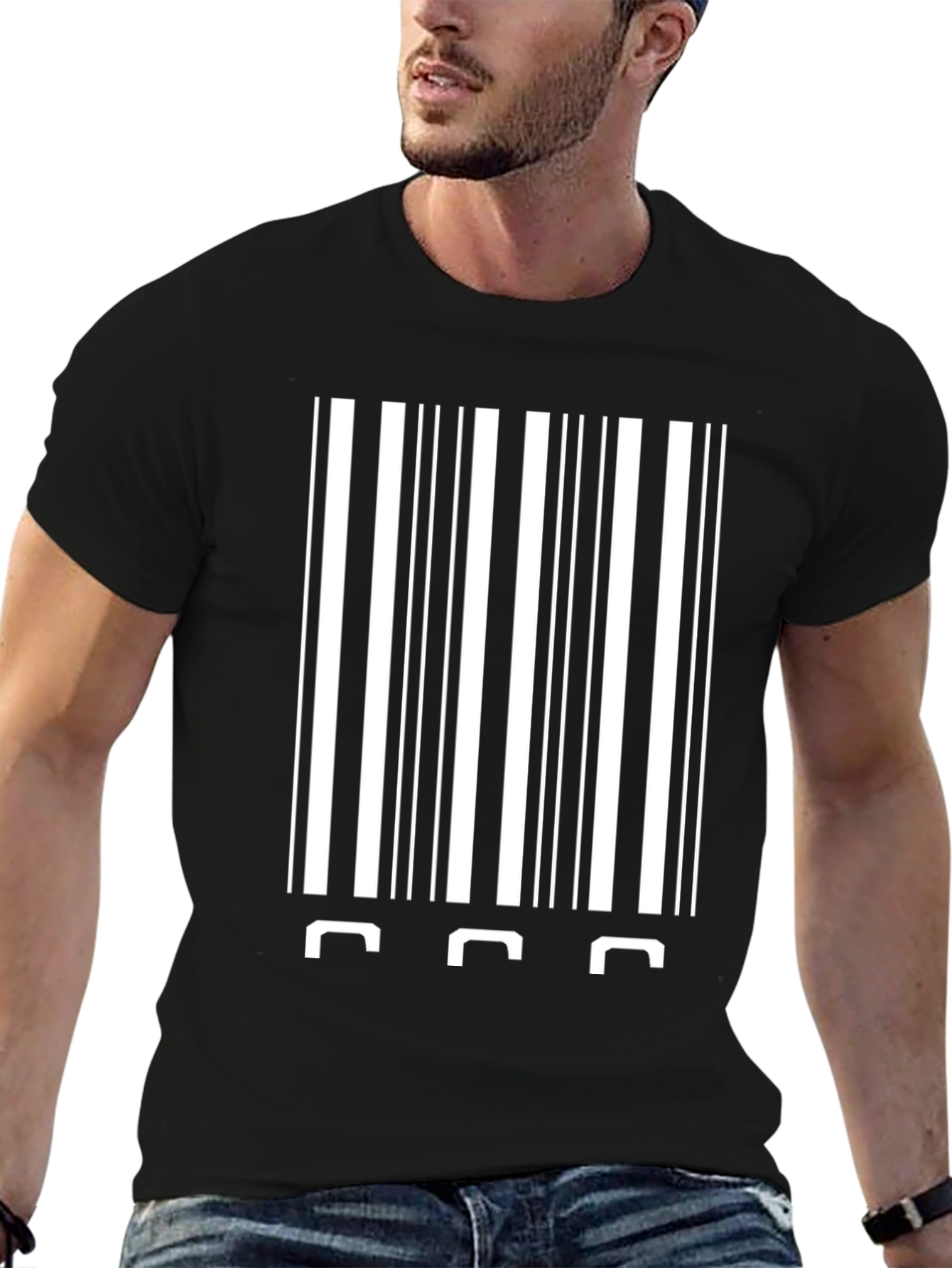 Barcode Novelty Graphic Tee - Black Cotton Blend