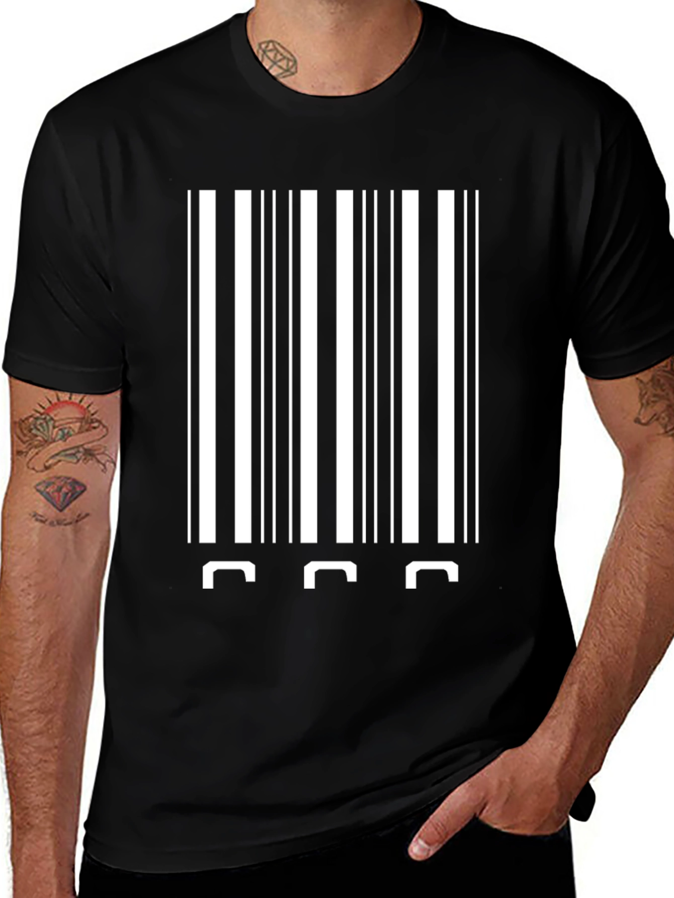 Barcode Novelty Graphic Tee - Black Cotton Blend