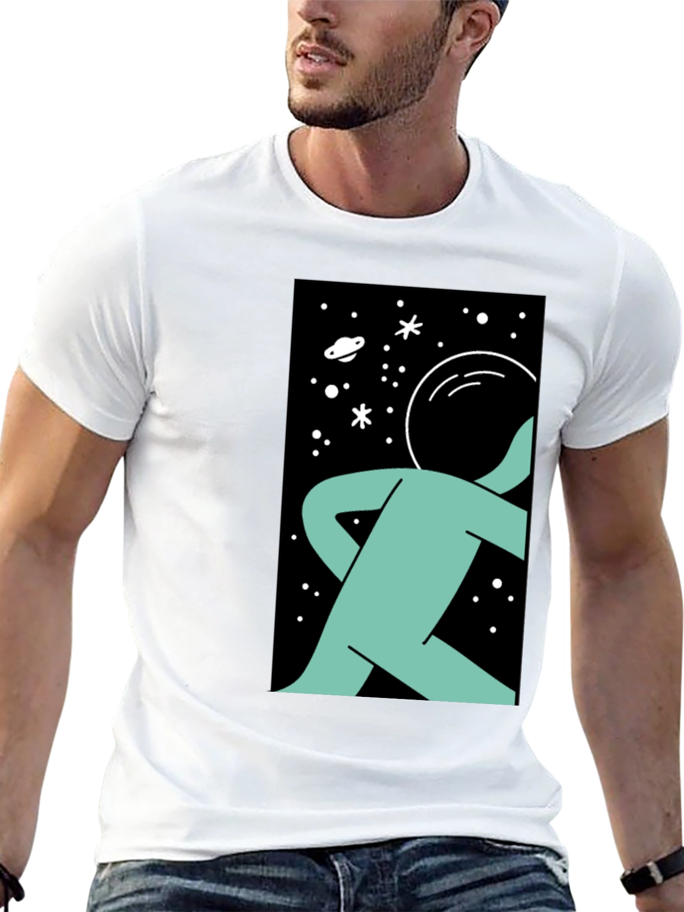 Astronaut Graphic Print Black T-Shirt