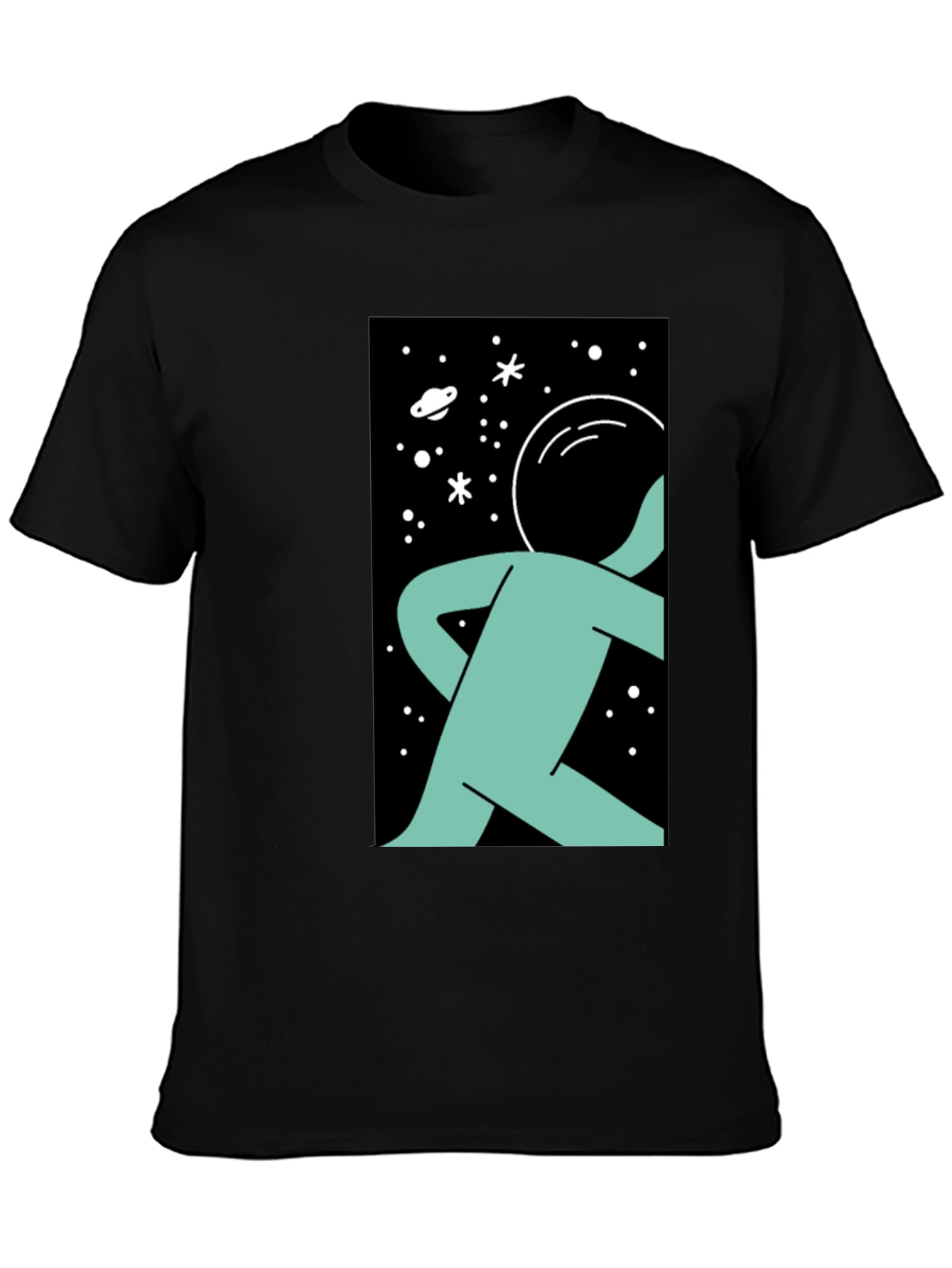 Astronaut Graphic Print Black T-Shirt