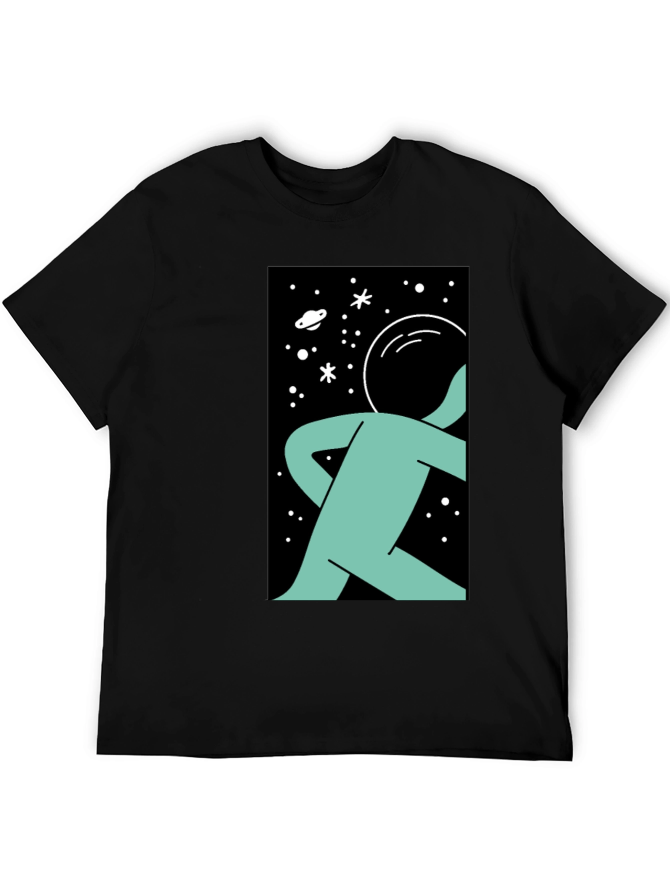 Astronaut Graphic Print Black T-Shirt