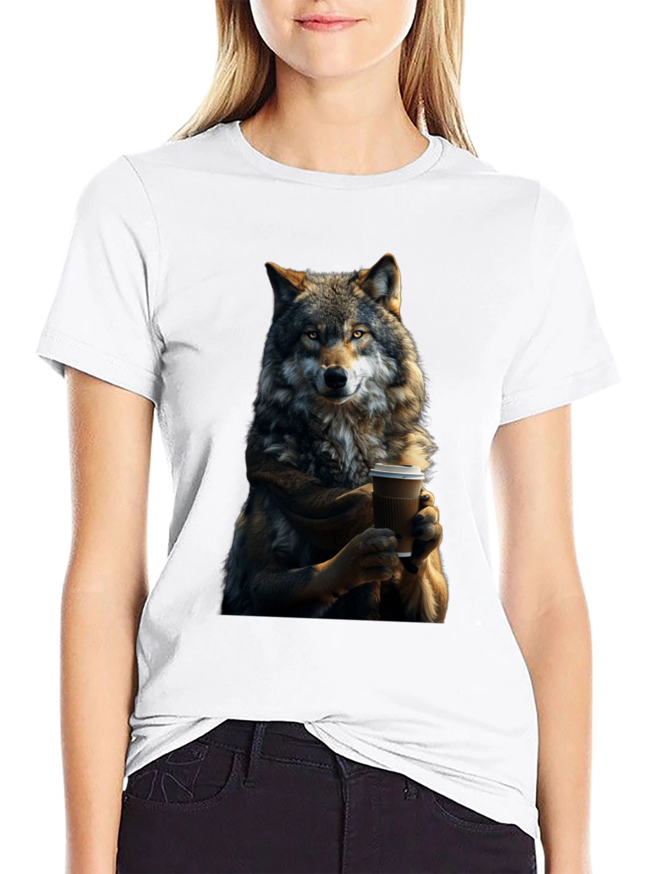 Wolf Coffee Lover Graphic T-Shirt