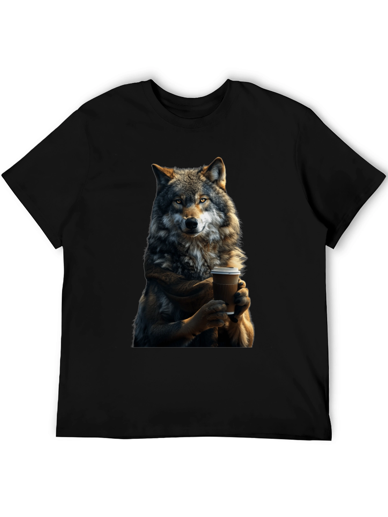 Wolf Coffee Lover Graphic T-Shirt