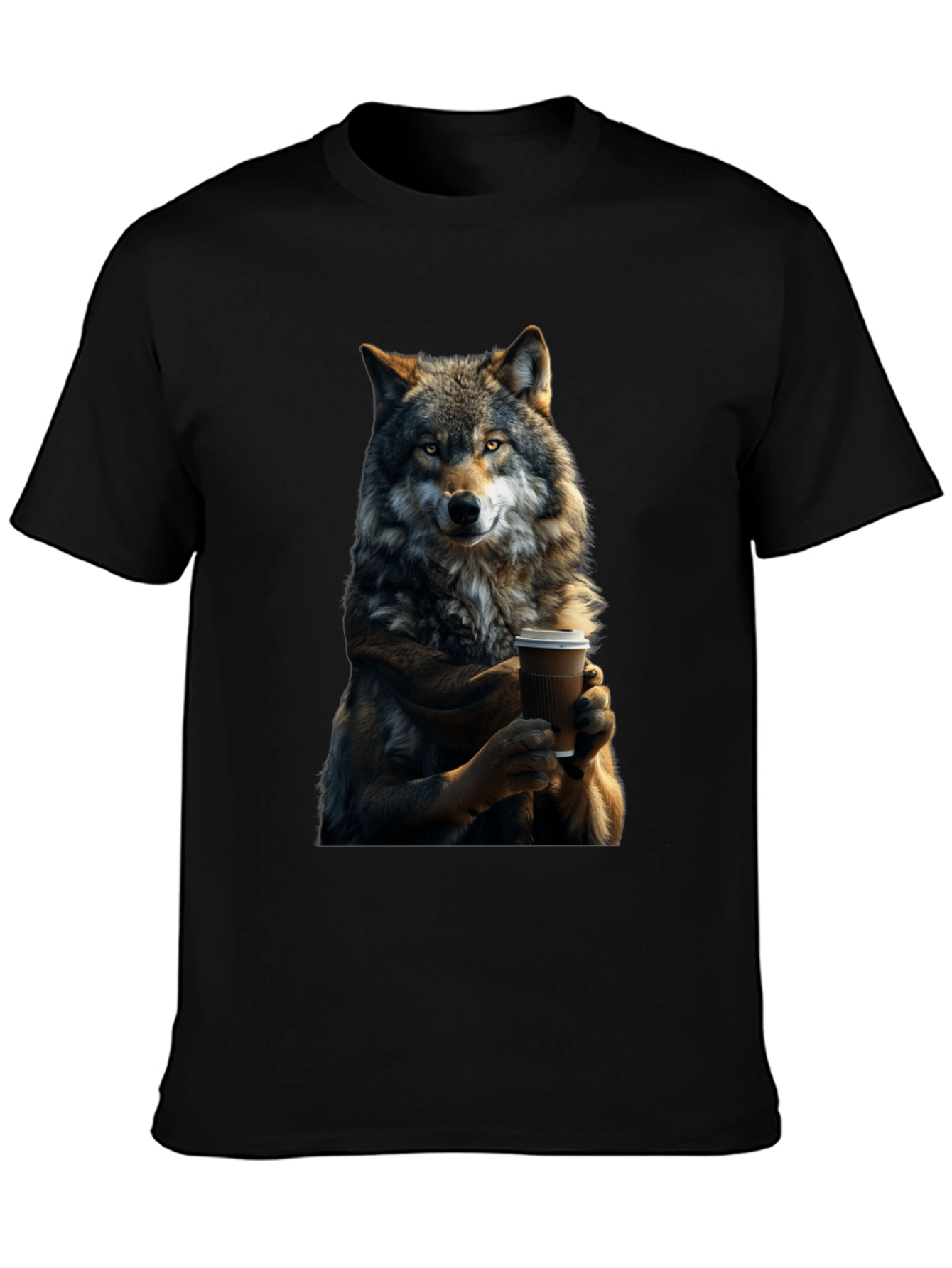 Wolf Coffee Lover Graphic T-Shirt