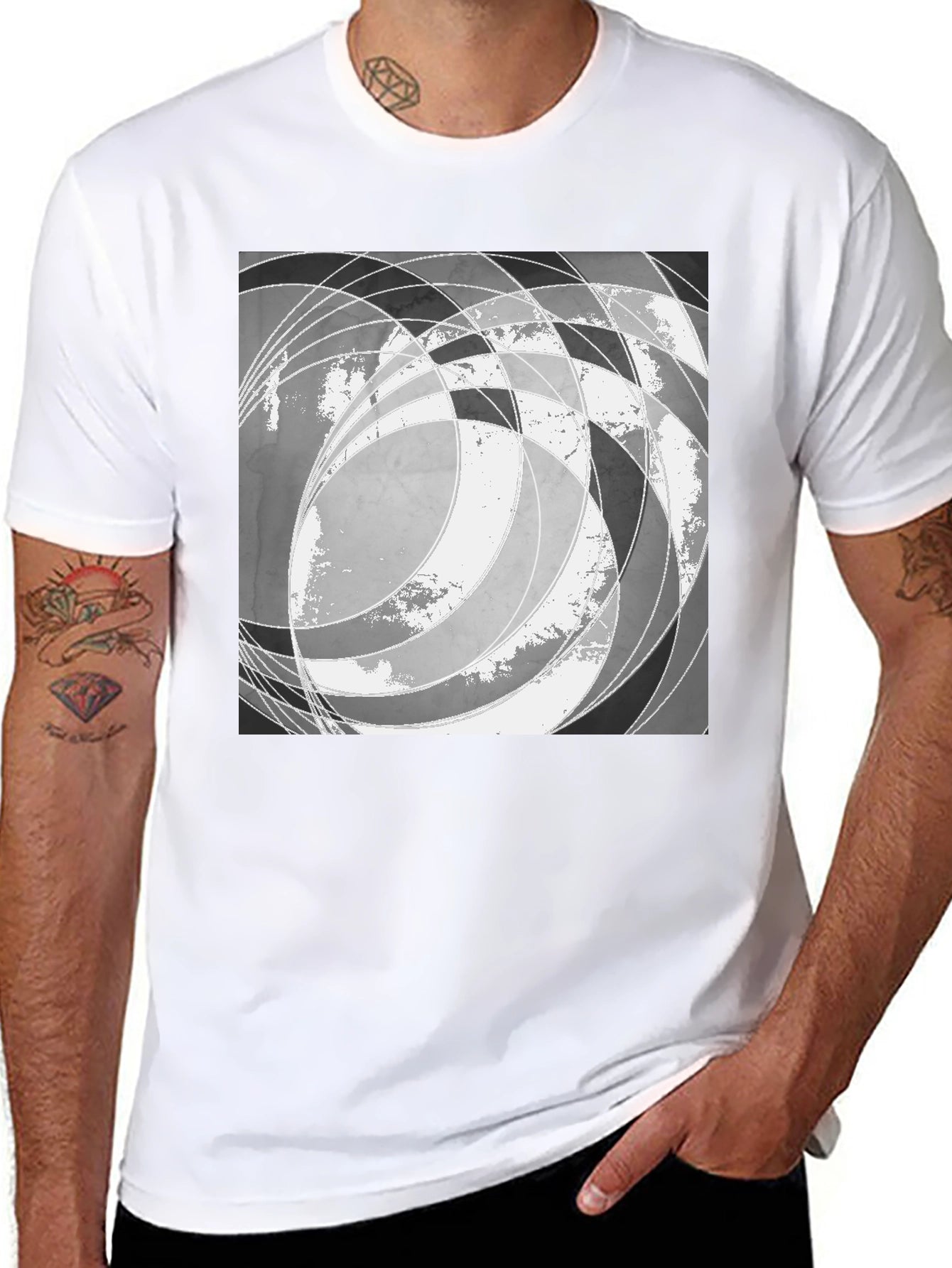 Abstract Graphic Print Black T-Shirt