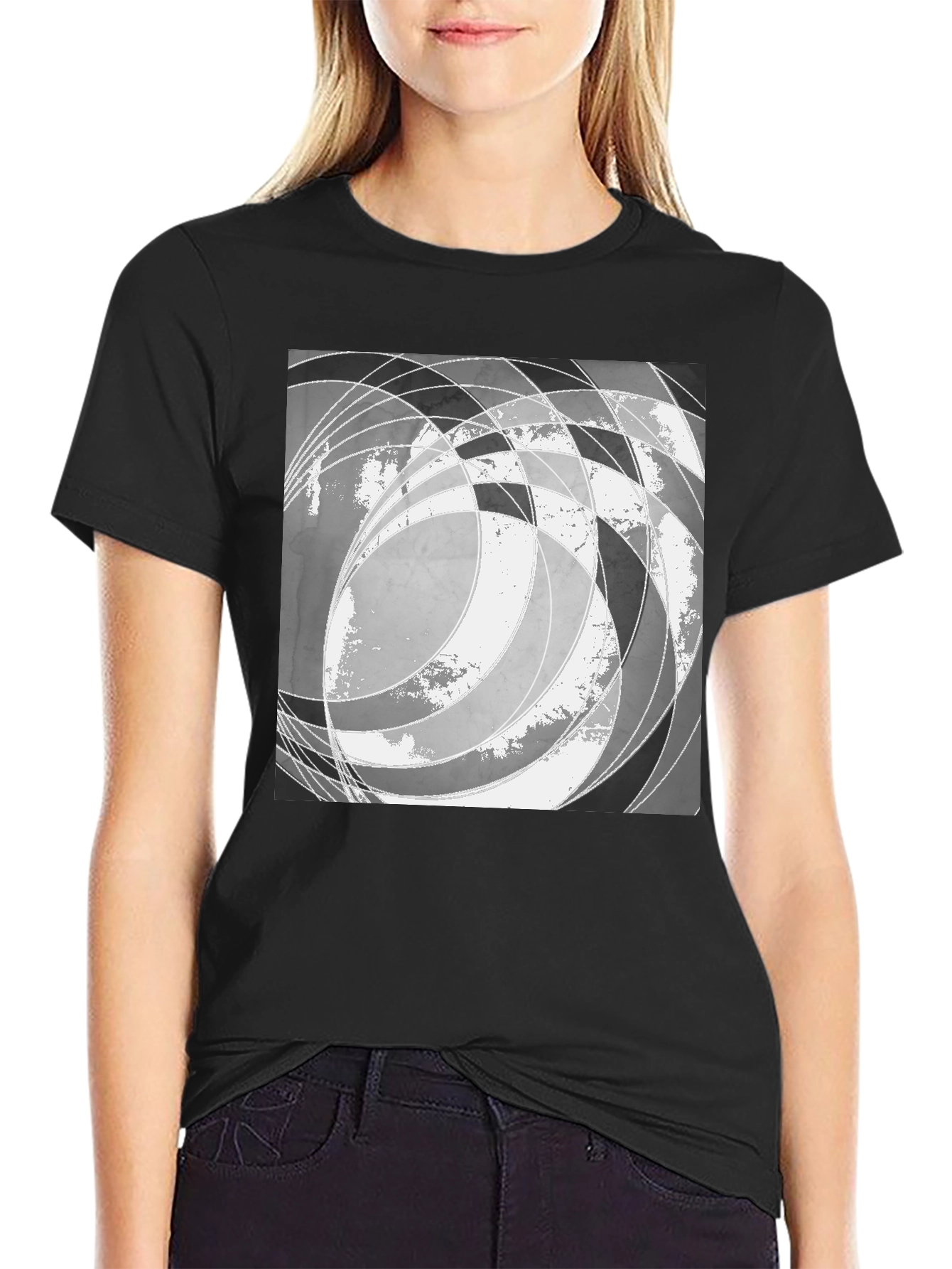 Abstract Graphic Print Black T-Shirt