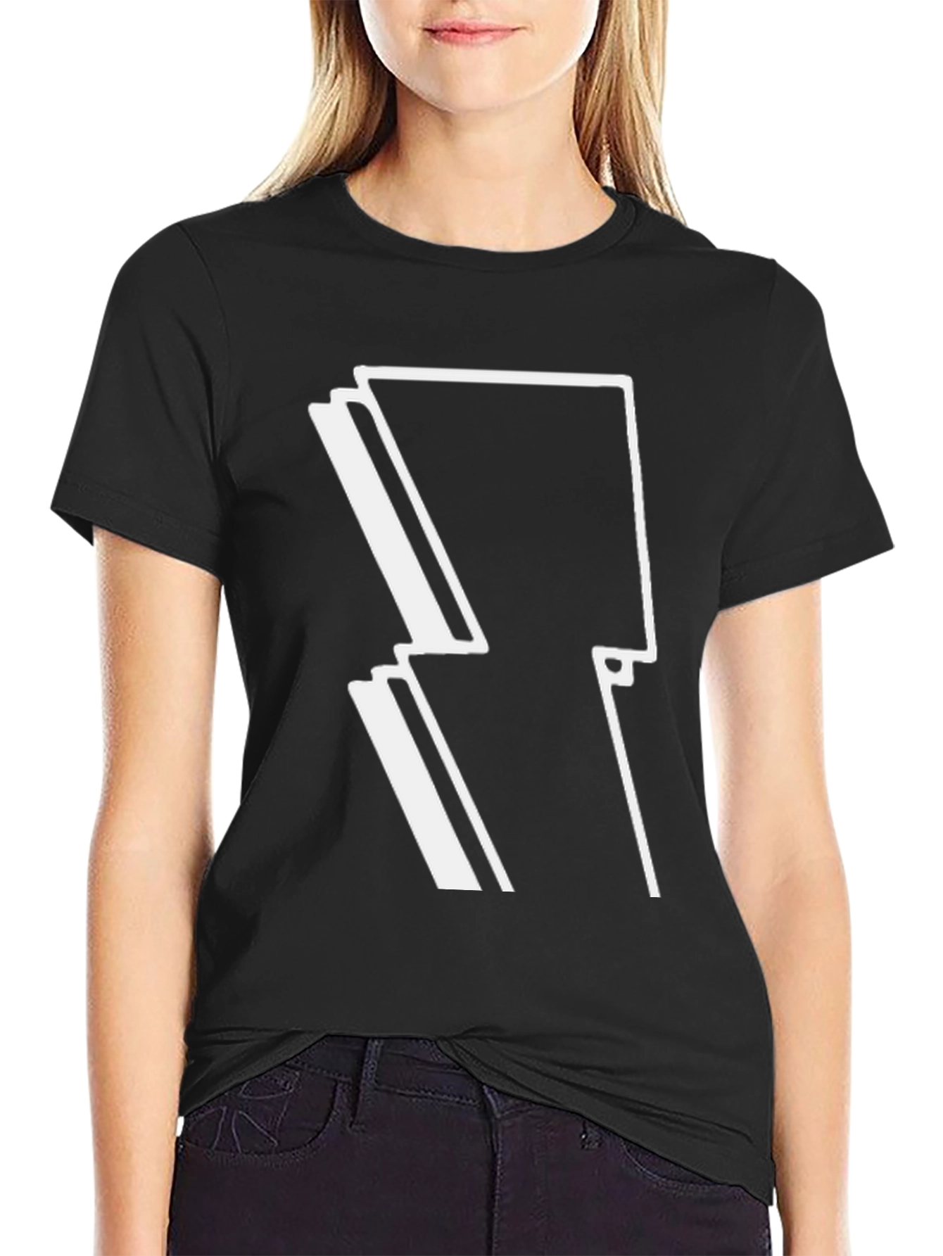 Bold Lightning Bolt Graphic Black T-Shirt