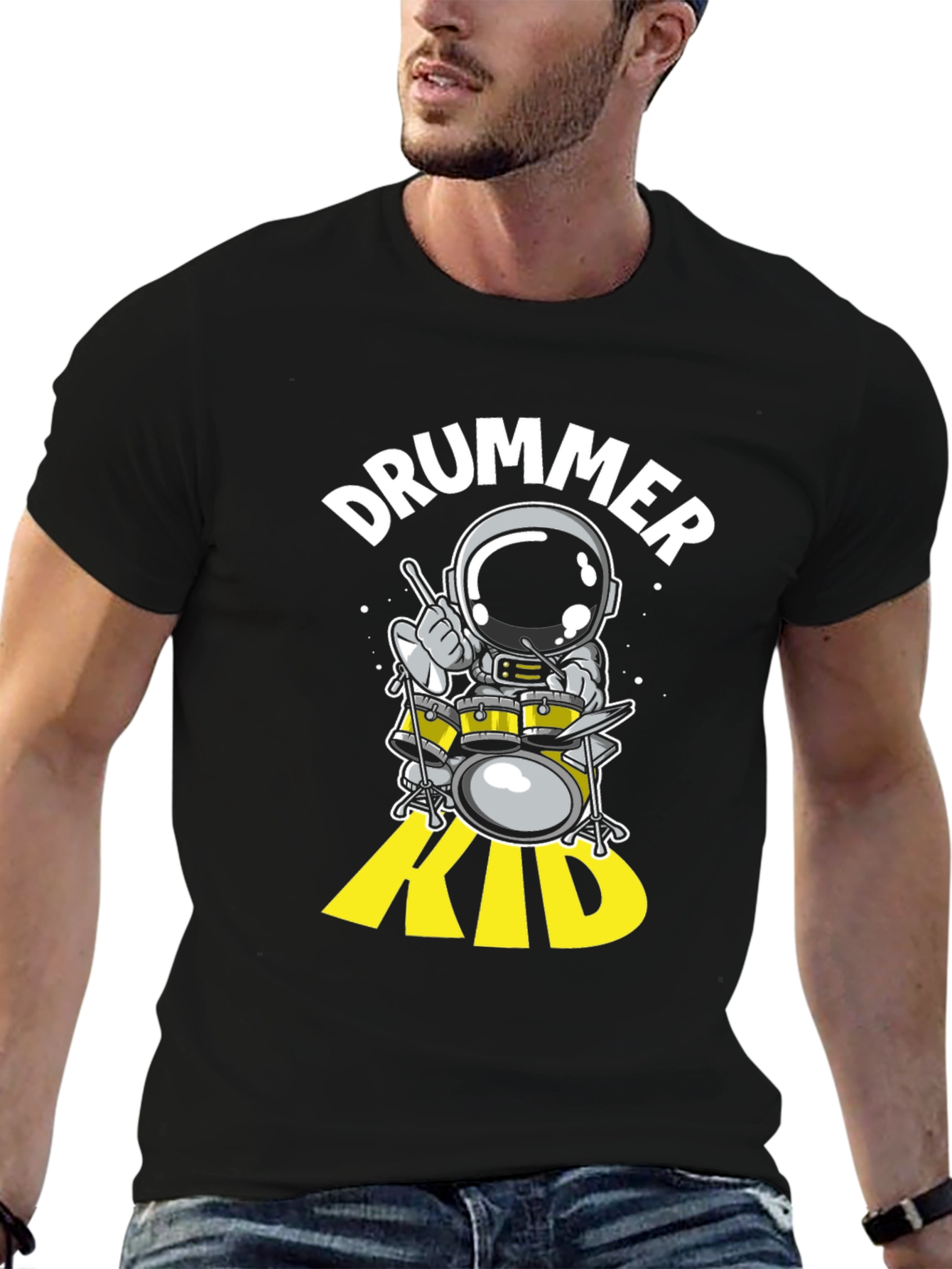 Astronaut Drummer Kid Graphic Tee