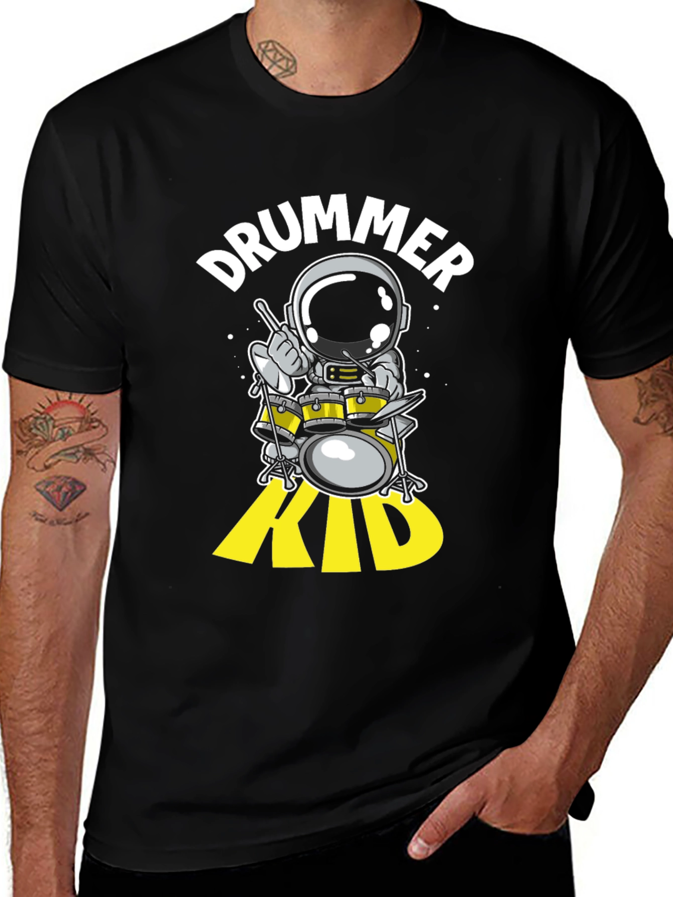 Astronaut Drummer Kid Graphic Tee