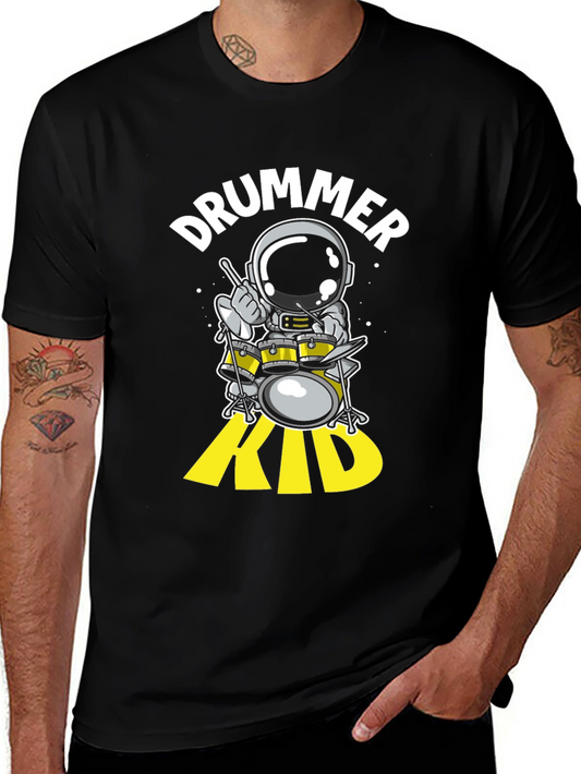 Astronaut Drummer Kid Graphic Tee