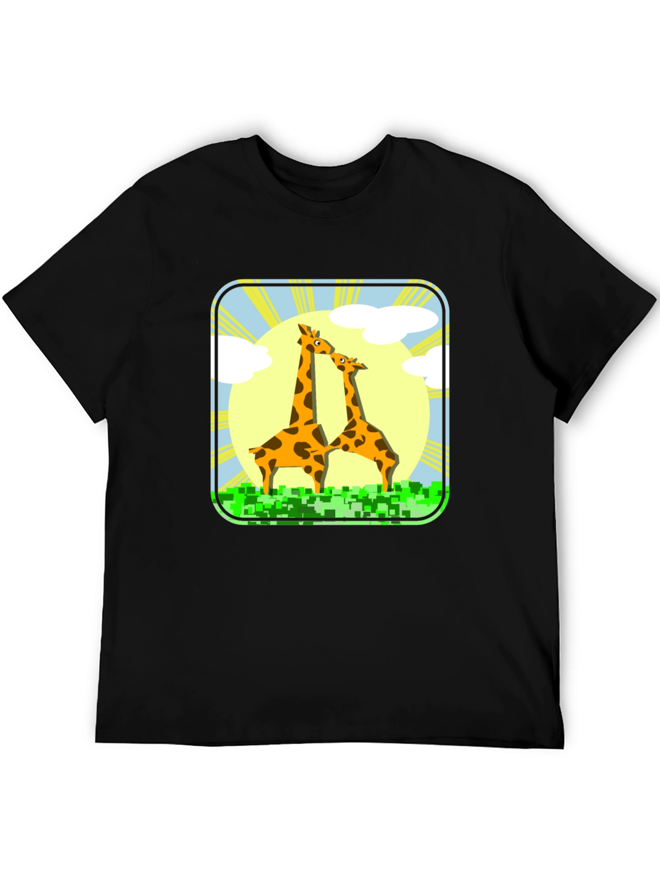 Giraffe Graphic Tee - Black Cotton T-Shirt