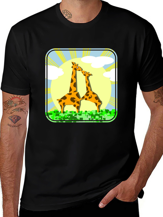 Giraffe Graphic Tee - Black Cotton T-Shirt