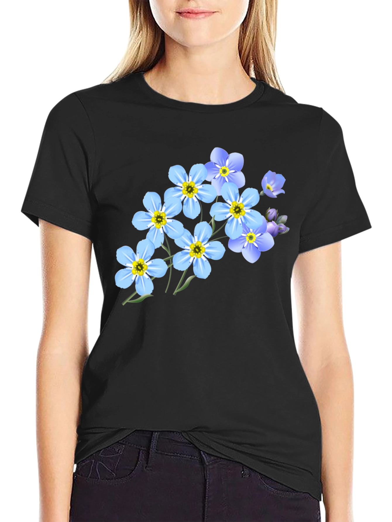 Floral Graphic Black T-Shirt