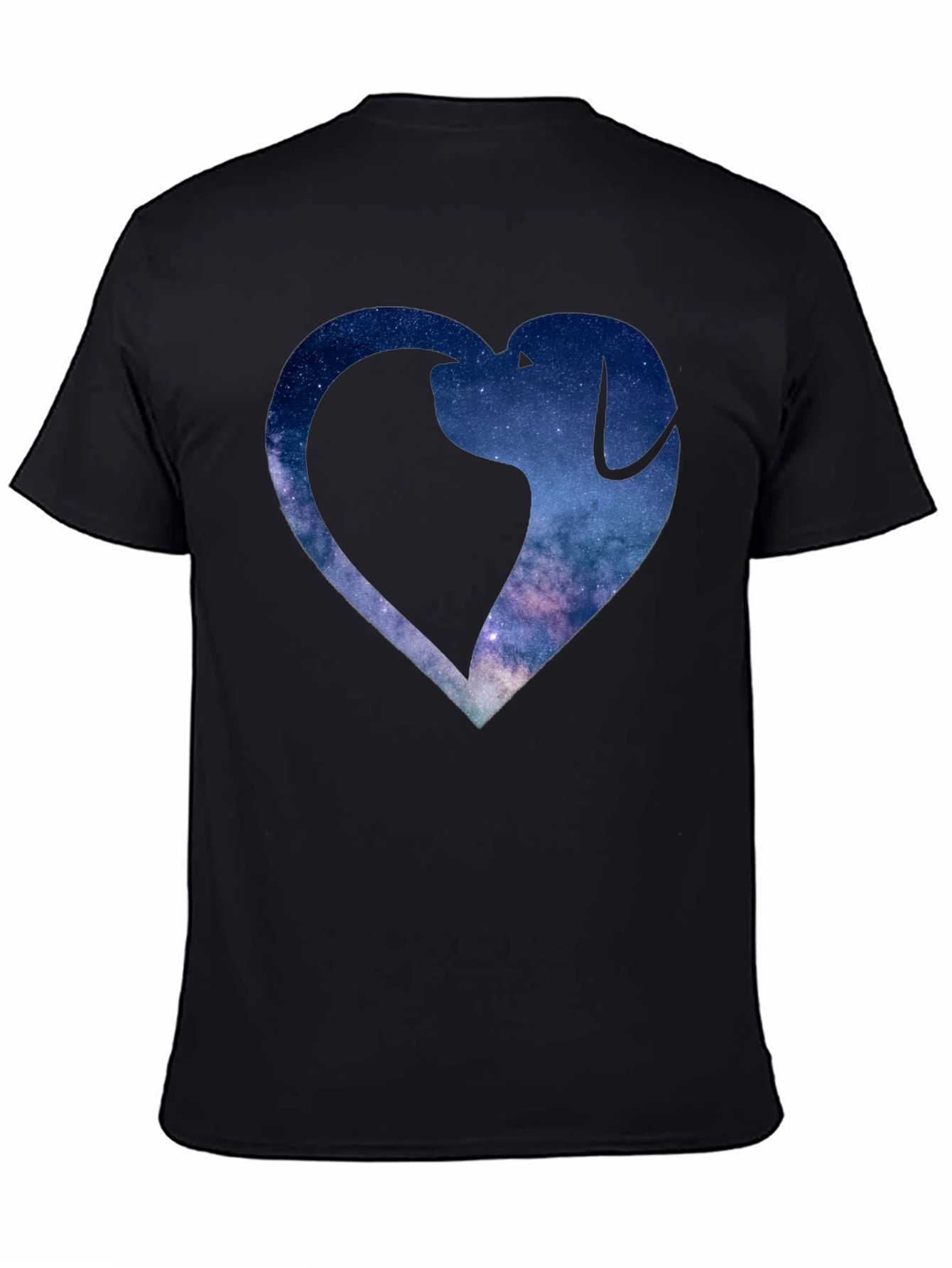 Galaxy Dog Heart Graphic Tee - Black