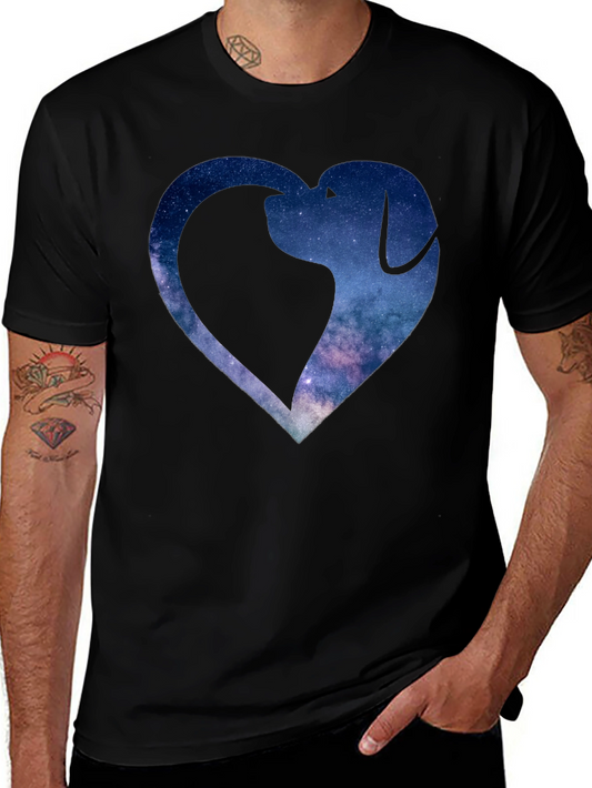 Galaxy Dog Heart Graphic Tee - Black