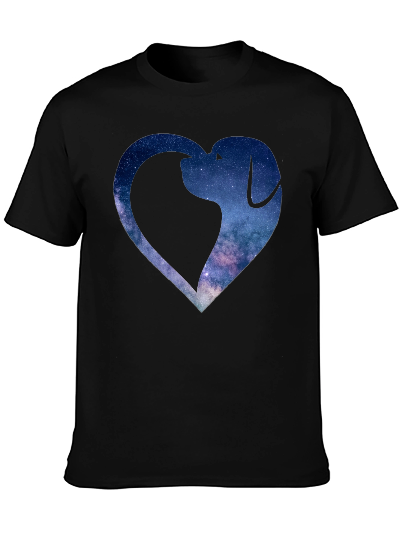 Galaxy Dog Heart Graphic Tee - Black