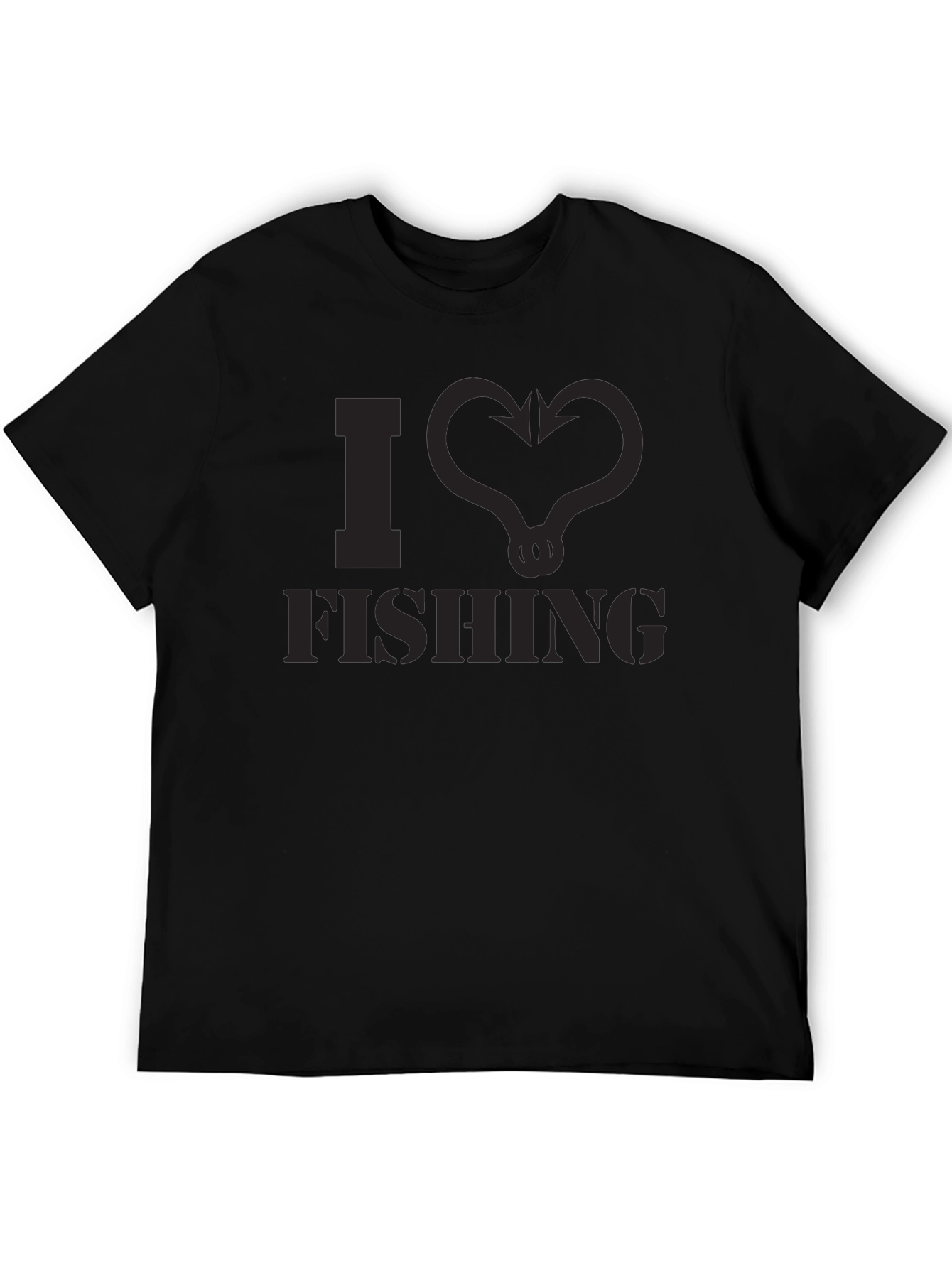 I Love Fishing T-Shirt - Mens Black Tee