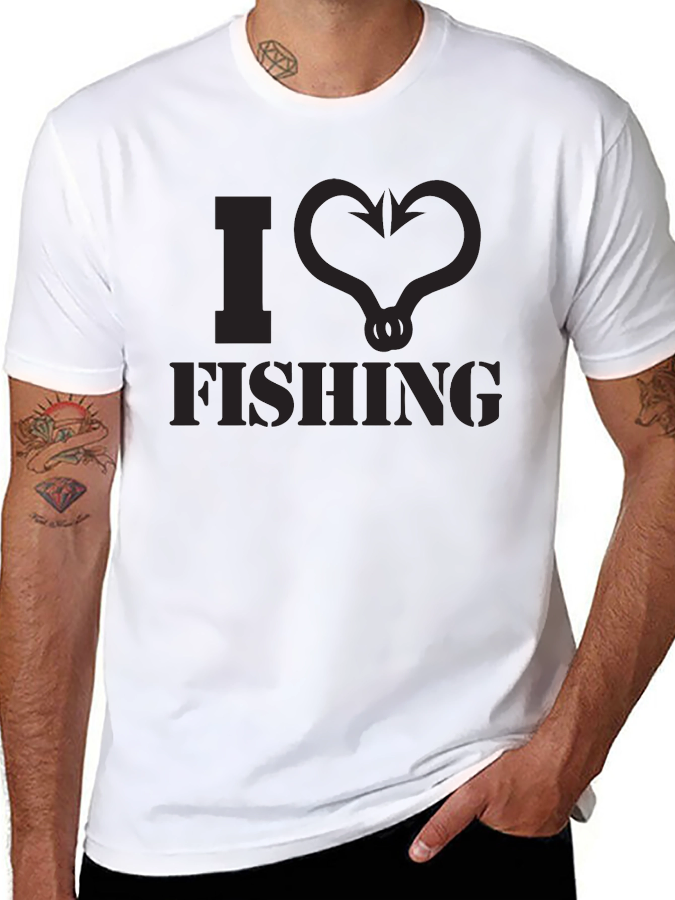I Love Fishing T-Shirt - Mens Black Tee