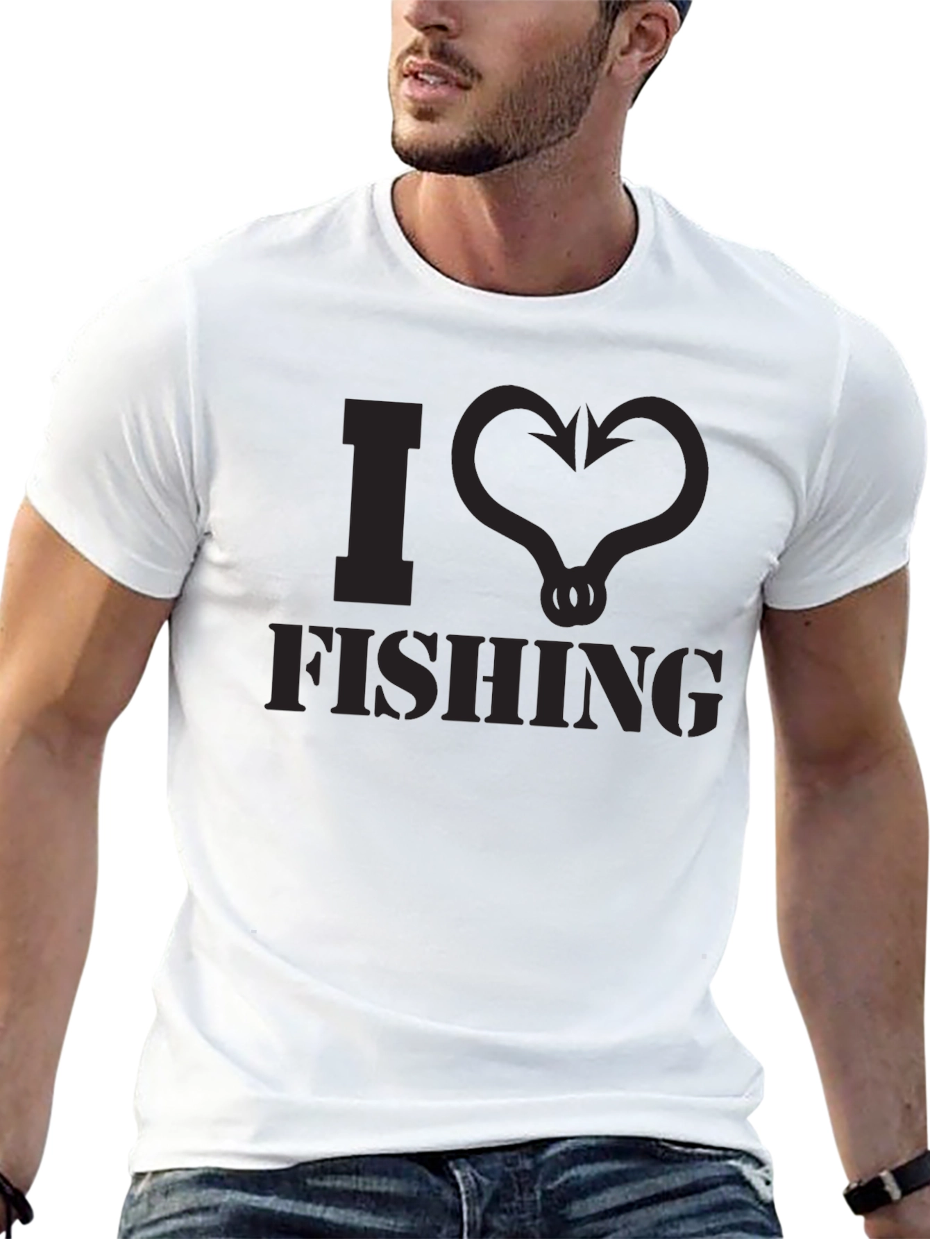 I Love Fishing T-Shirt - Mens Black Tee
