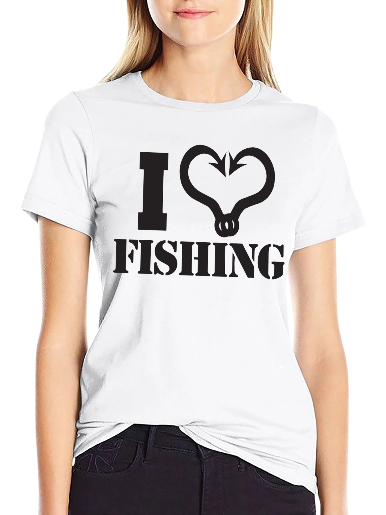 I Love Fishing T-Shirt - Mens Black Tee
