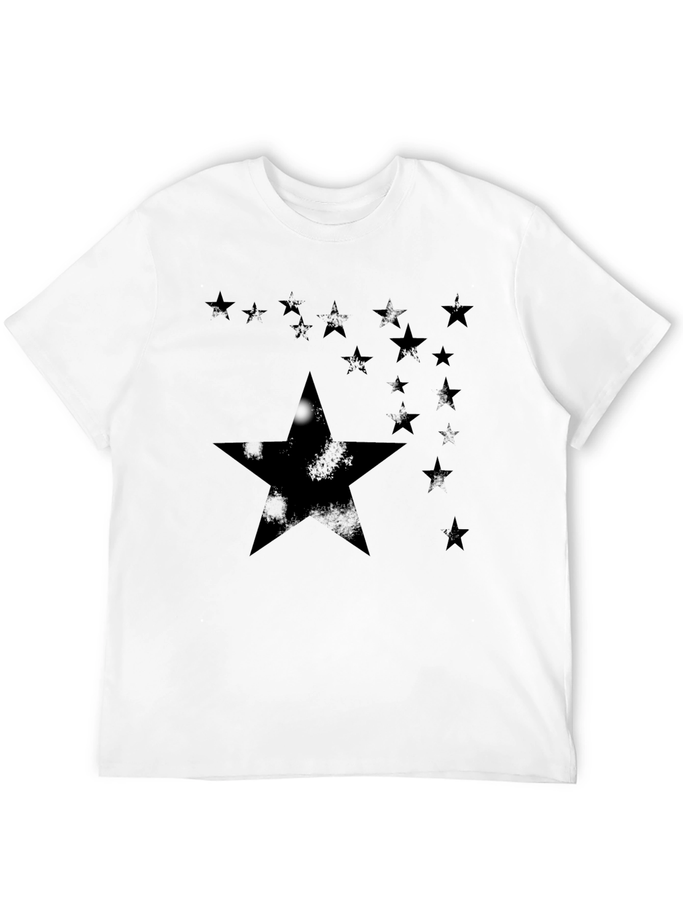 Starry Night Black Tee - Distressed Star Design